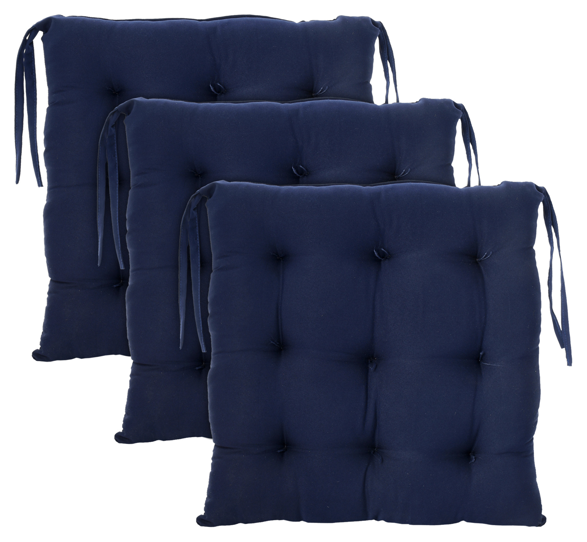 Kuber Industries Microfiber Square Chair Pad Seat Cushion For Car Pad, Office Chair, Indoor/Outdoor, Dining Living Room, Kitchen With Ties, 18*18 Inch (Navy Blue)