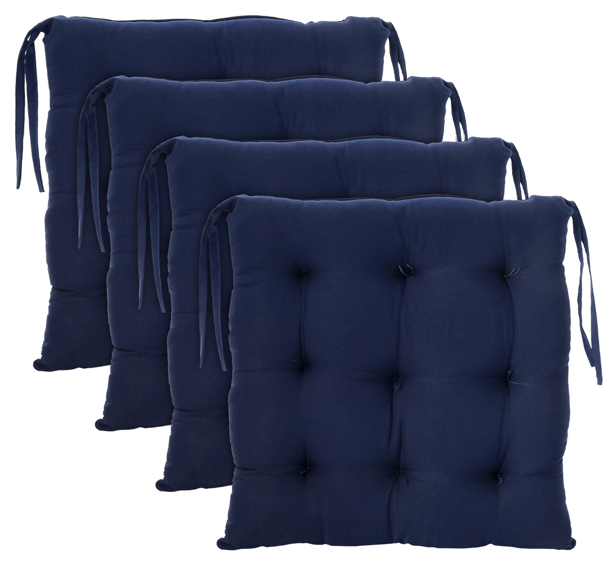 Kuber Industries Microfiber Square Chair Pad Seat Cushion For Car Pad, Office Chair, Indoor/Outdoor, Dining Living Room, Kitchen With Ties, 18*18 Inch (Navy Blue)