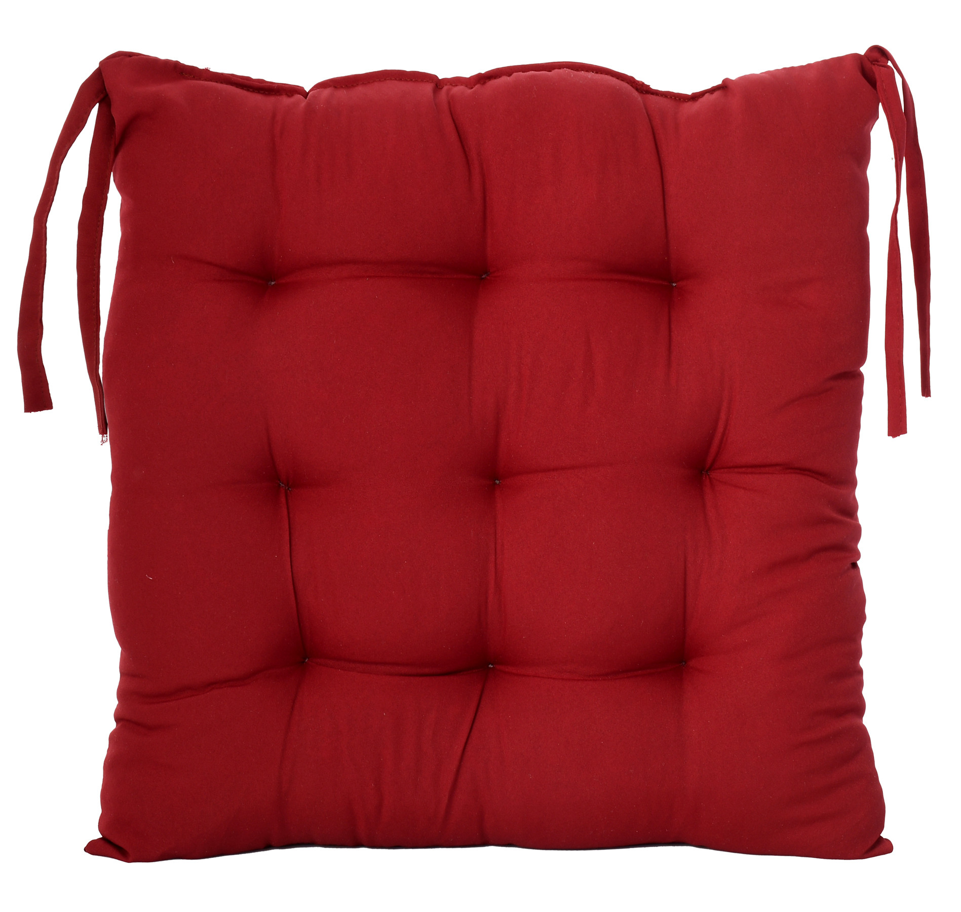 Kuber Industries Microfiber Square Chair Pad Seat Cushion For Car Pad, Office Chair, Indoor/Outdoor, Dining Living Room, Kitchen With Ties, 18*18 Inch (Maroon)
