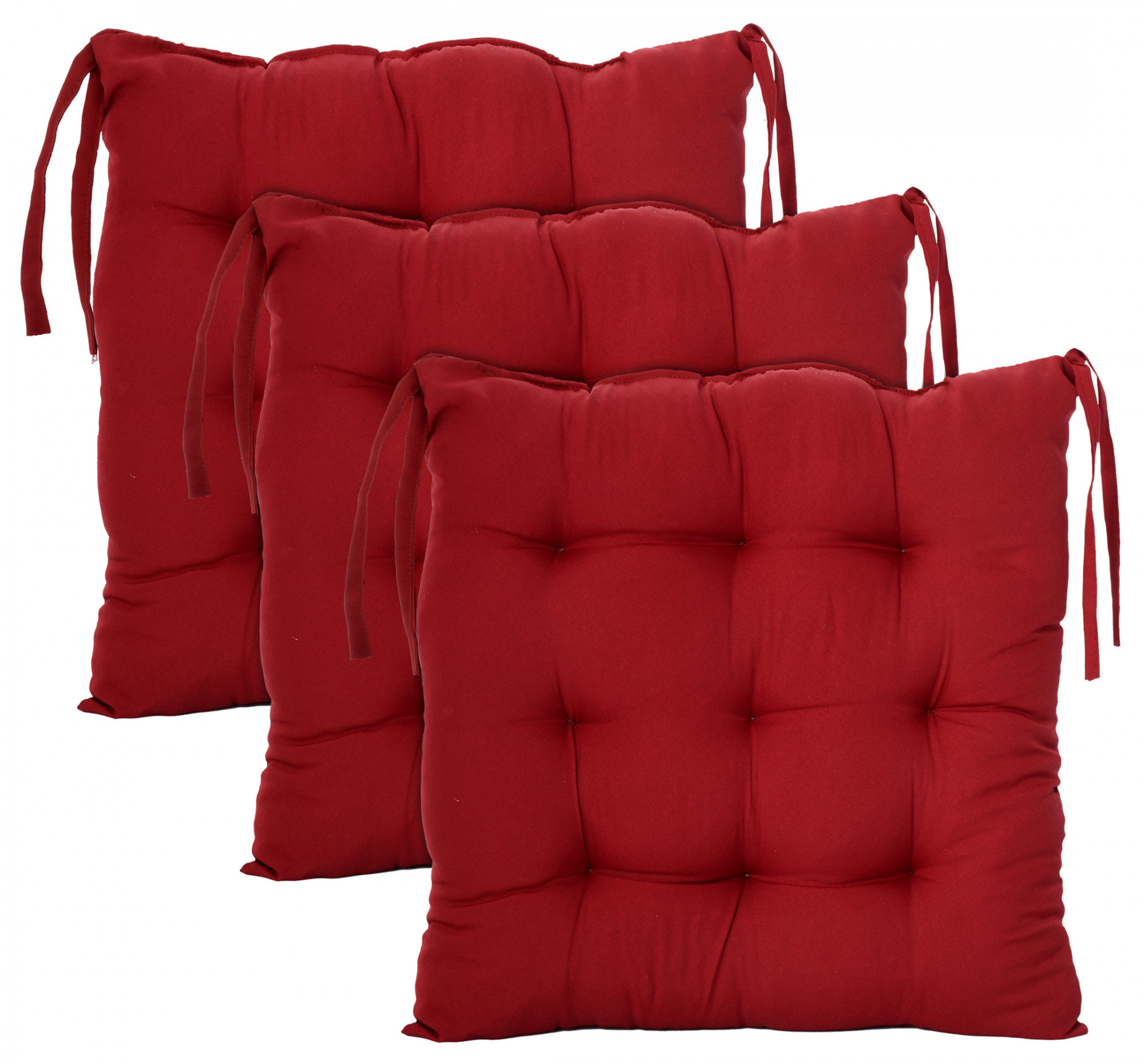 Kuber Industries Microfiber Square Chair Pad Seat Cushion For Car Pad, Office Chair, Indoor/Outdoor, Dining Living Room, Kitchen With Ties, 18*18 Inch (Maroon)