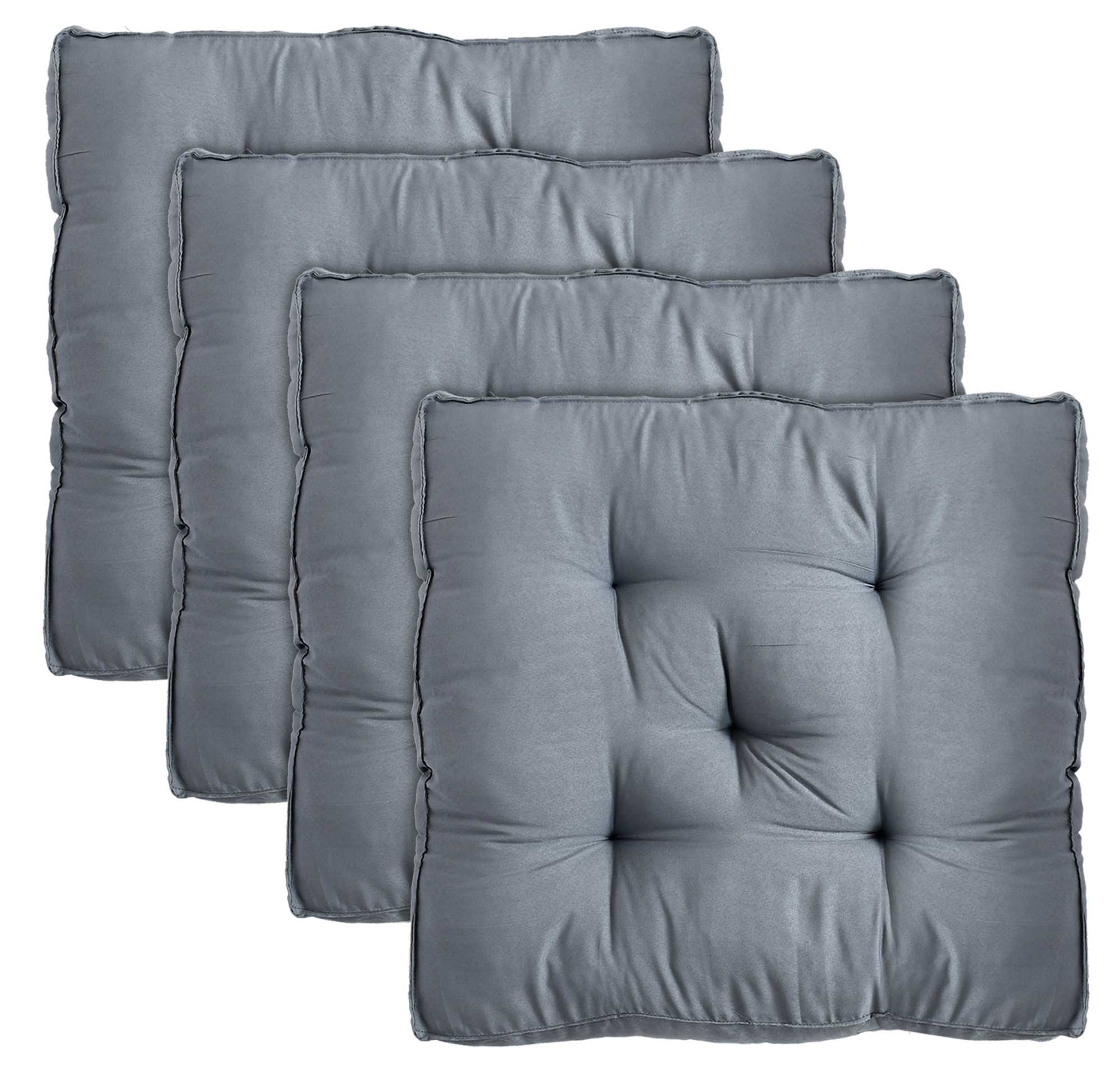 Kuber Industries Microfiber Square Chair Pad Seat Cushion For Car Pad, Office Chair, Indoor/Outdoor, Dining Living Room, Kitchen, 18*18 Inch (Grey)