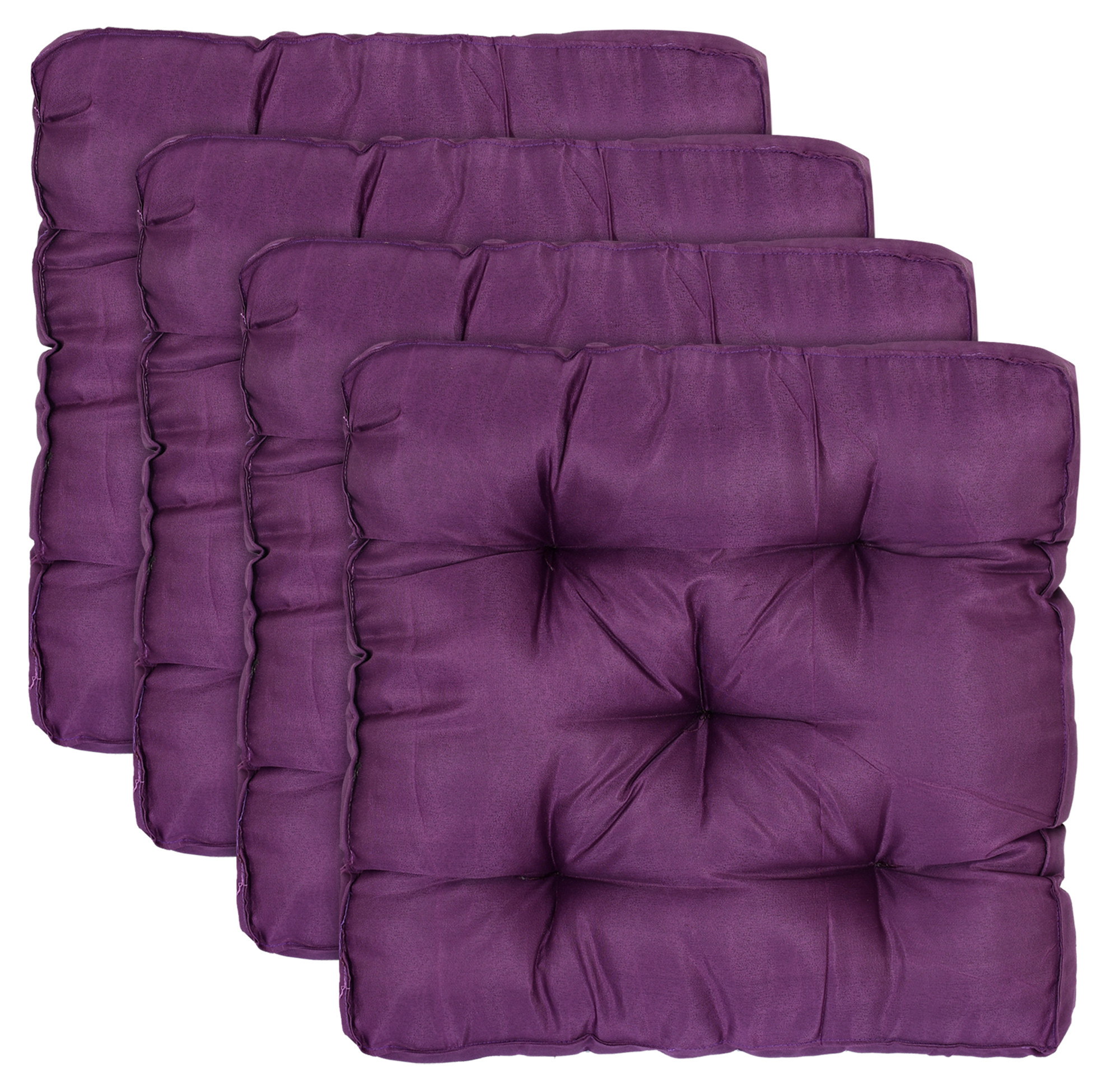 Kuber Industries Microfiber Square Chair Pad Seat Cushion For Car Pad, Office Chair, Indoor/Outdoor, Dining Living Room, Kitchen, 18*18 Inch (Purple)