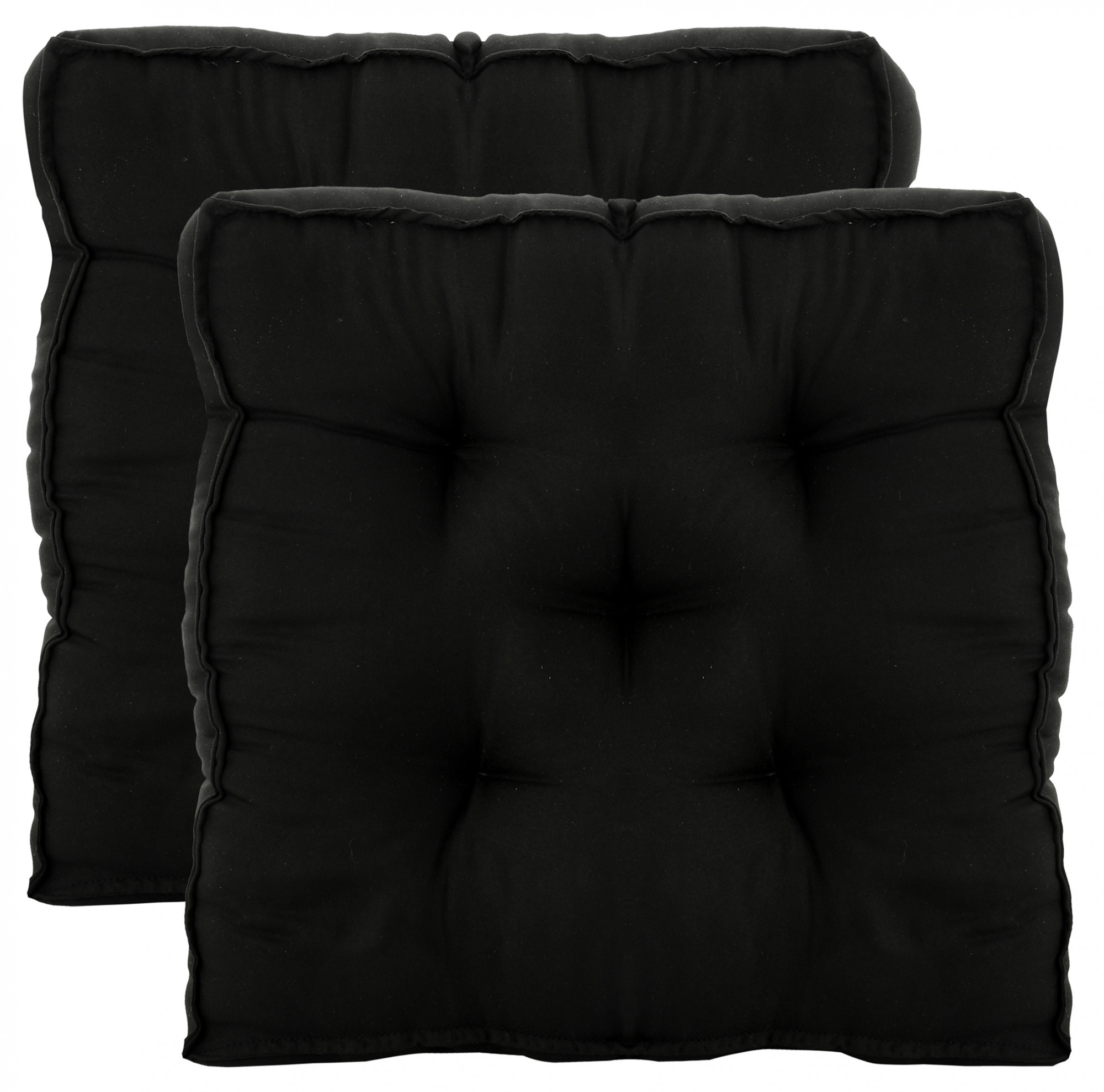 Kuber Industries Microfiber Square Chair Pad Seat Cushion For Car Pad, Office Chair, Indoor/Outdoor, Dining Living Room, Kitchen, 18*18 Inch (Black)
