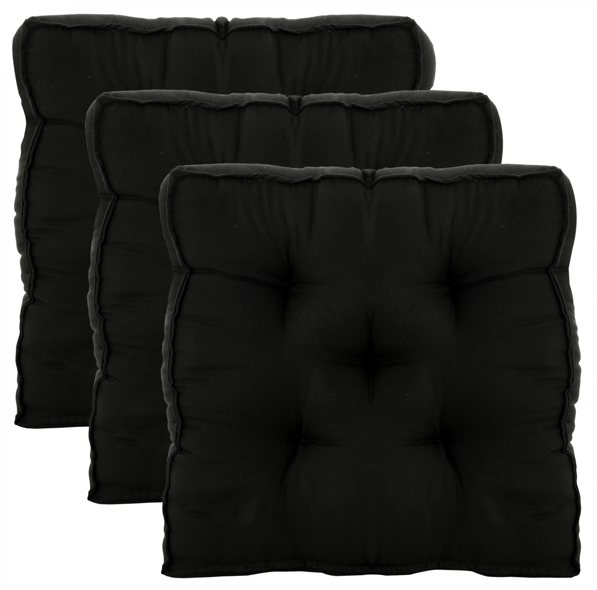 Kuber Industries Microfiber Square Chair Pad Seat Cushion For Car Pad, Office Chair, Indoor/Outdoor, Dining Living Room, Kitchen, 18*18 Inch (Black)