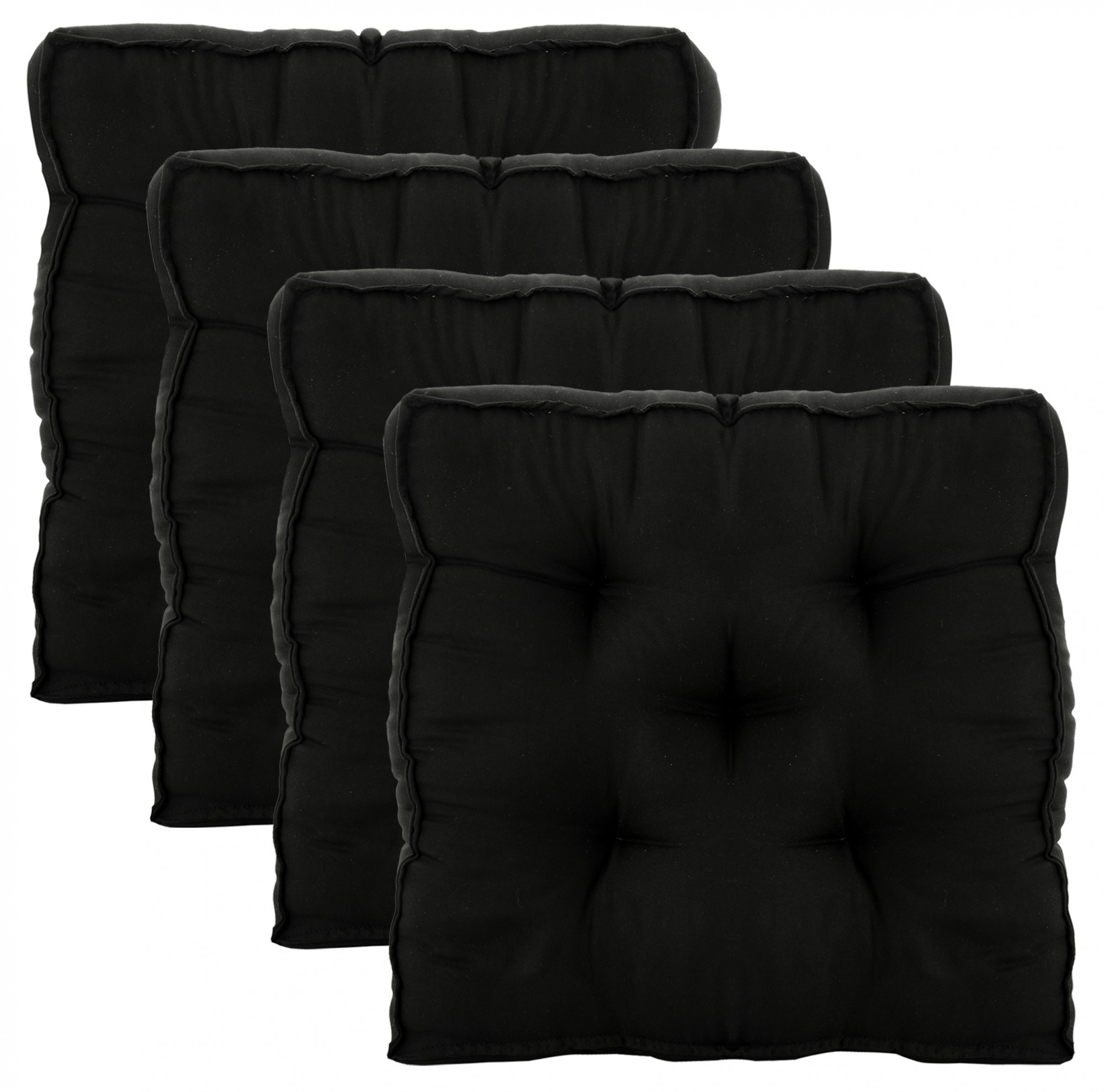 Kuber Industries Microfiber Square Chair Pad Seat Cushion For Car Pad, Office Chair, Indoor/Outdoor, Dining Living Room, Kitchen, 18*18 Inch (Black)