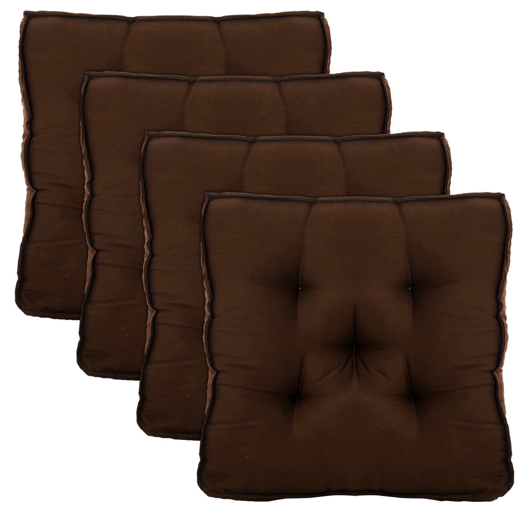 Kuber Industries Microfiber Square Chair Pad Seat Cushion For Car Pad, Office Chair, Indoor/Outdoor, Dining Living Room, Kitchen, 18*18 Inch (Brown)