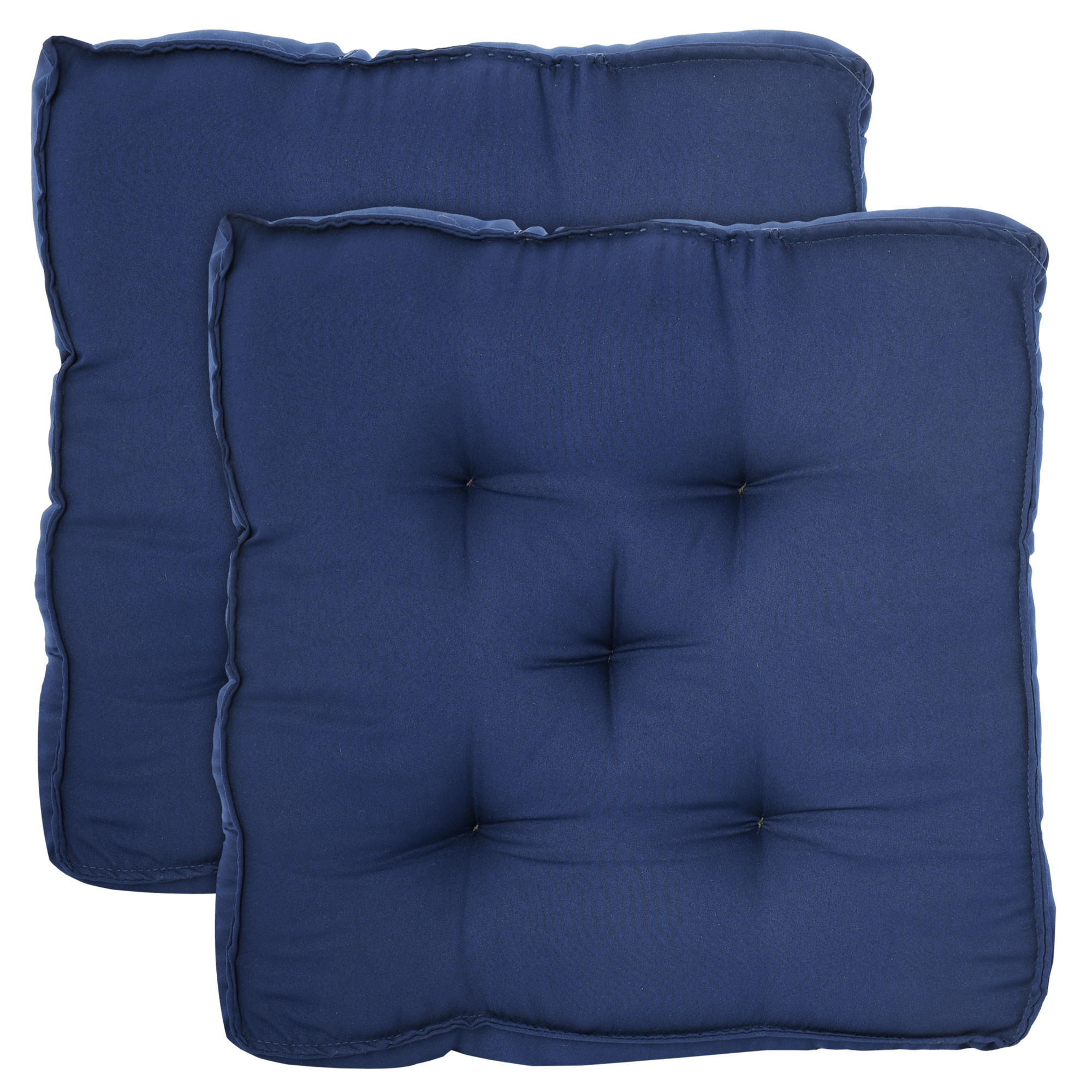 Kuber Industries Microfiber Square Chair Pad Seat Cushion For Car Pad, Office Chair, Indoor/Outdoor, Dining Living Room, Kitchen, 18*18 Inch (Navy Blue)