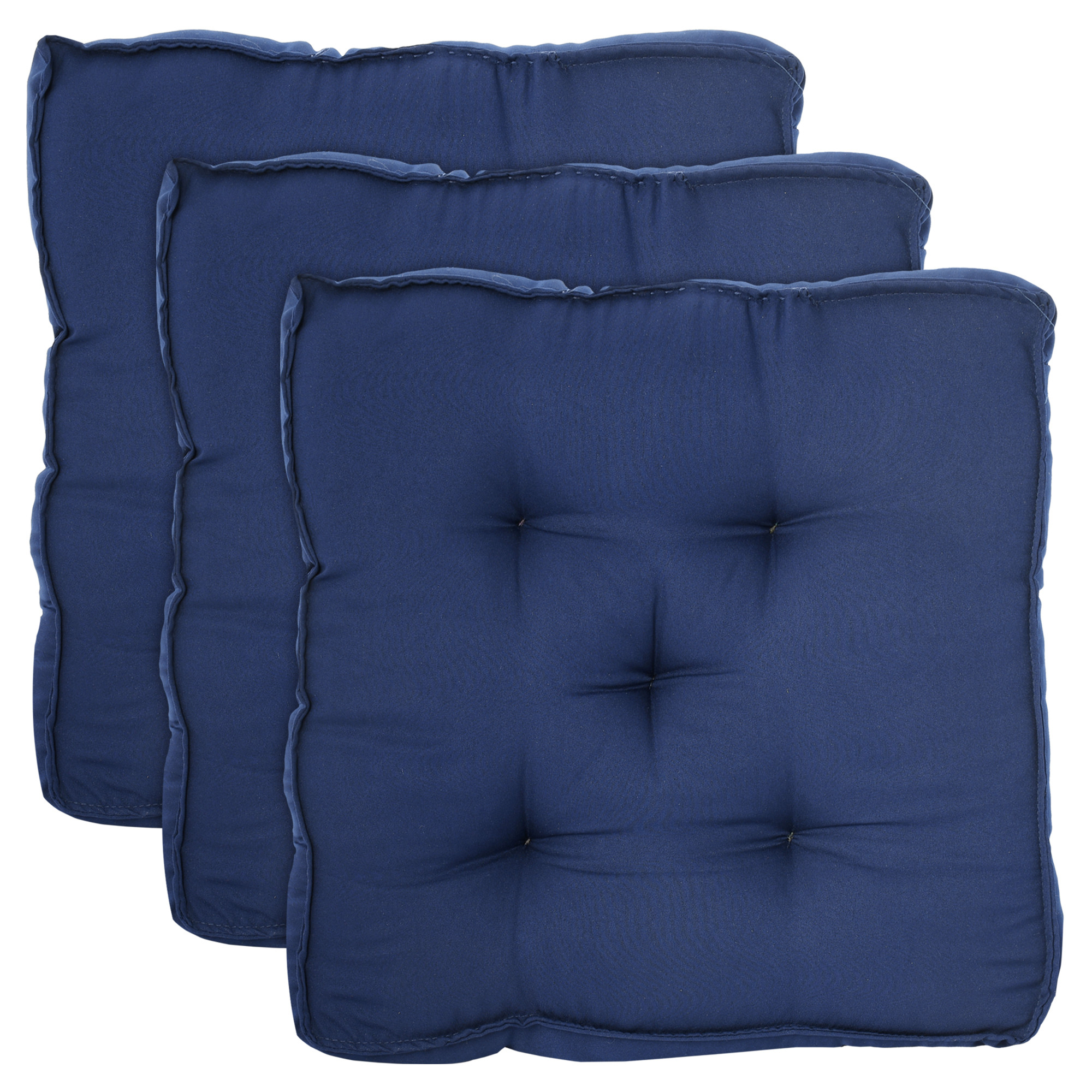 Kuber Industries Microfiber Square Chair Pad Seat Cushion For Car Pad, Office Chair, Indoor/Outdoor, Dining Living Room, Kitchen, 18*18 Inch (Navy Blue)