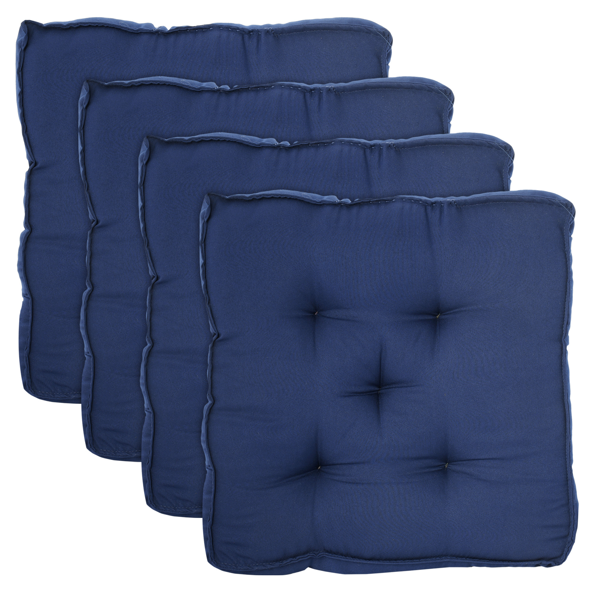 Kuber Industries Microfiber Square Chair Pad Seat Cushion For Car Pad, Office Chair, Indoor/Outdoor, Dining Living Room, Kitchen, 18*18 Inch (Navy Blue)