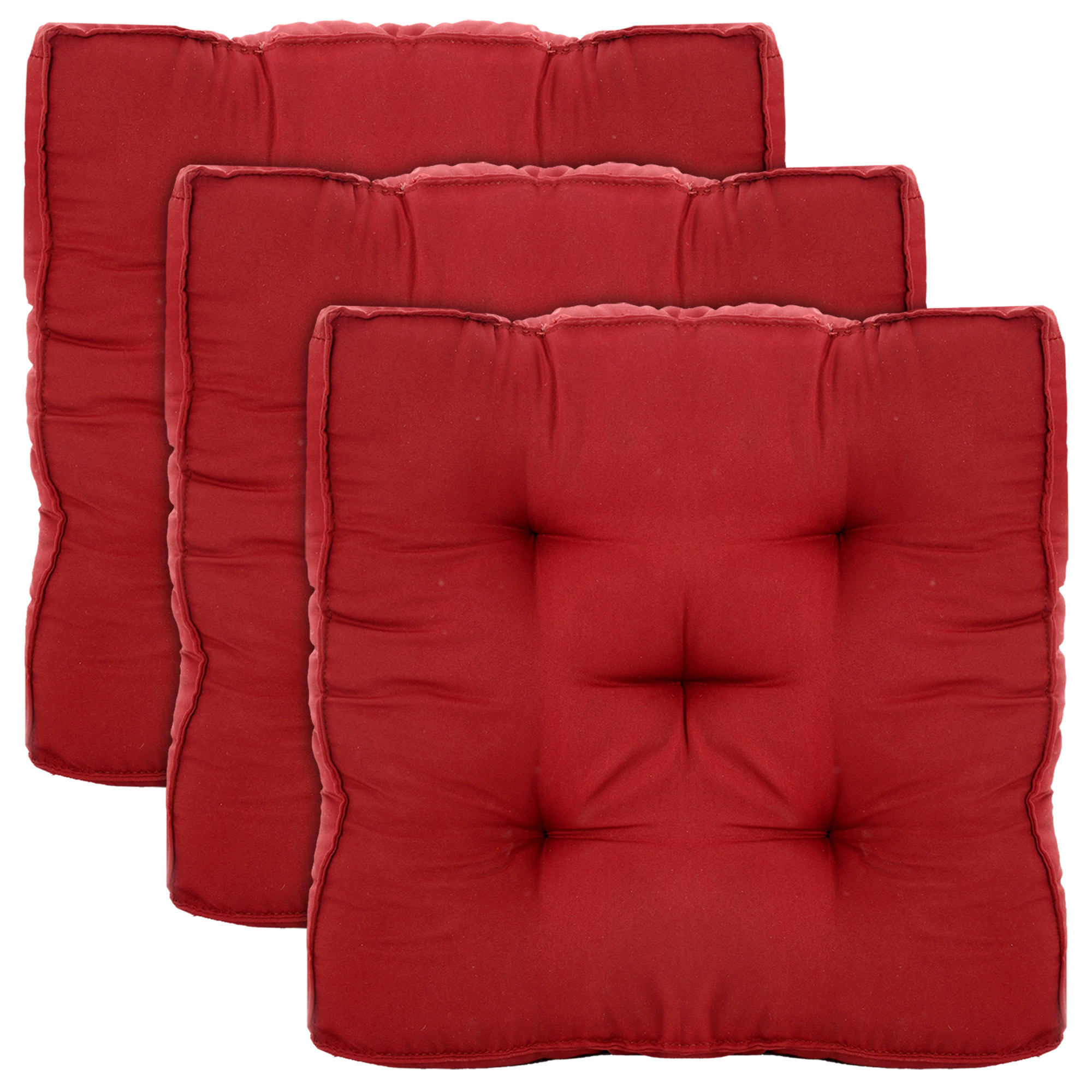 Kuber Industries Microfiber Square Chair Pad Seat Cushion For Car Pad, Office Chair, Indoor/Outdoor, Dining Living Room, Kitchen, 18*18 Inch (Maroon)