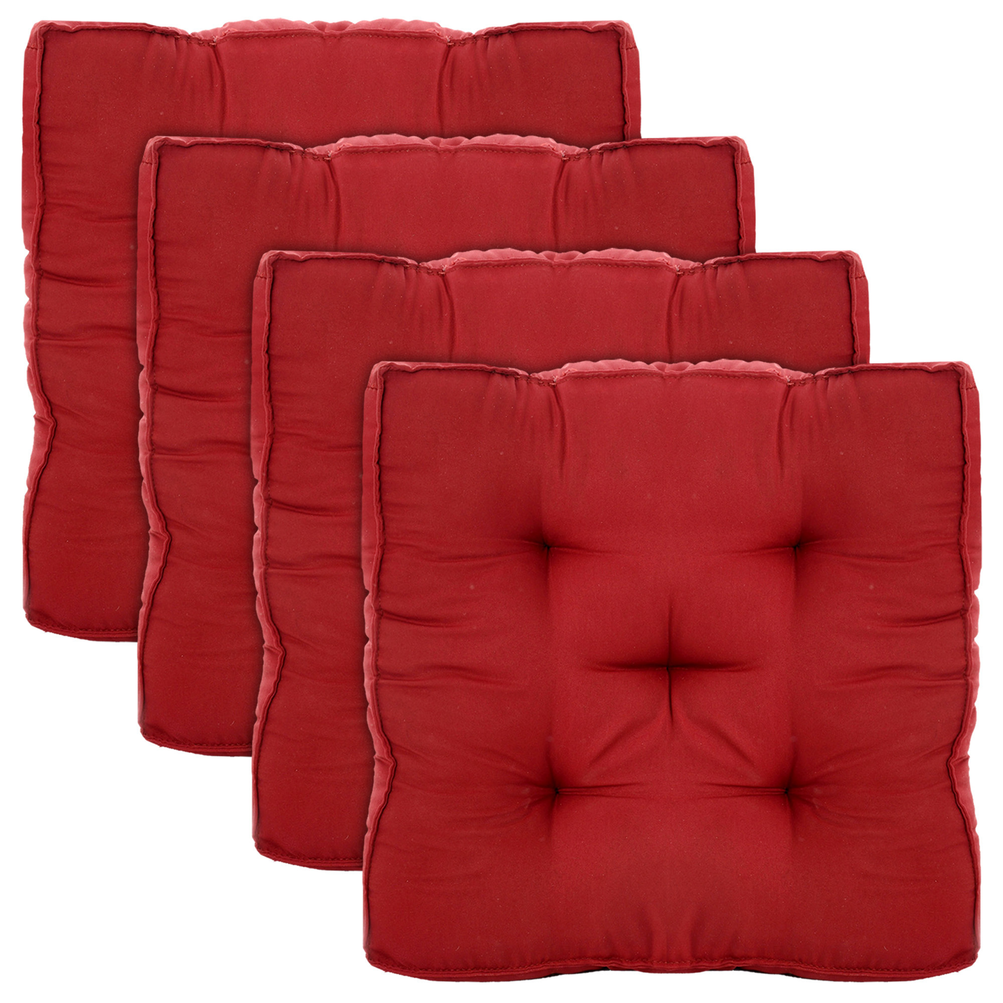 Kuber Industries Microfiber Square Chair Pad Seat Cushion For Car Pad, Office Chair, Indoor/Outdoor, Dining Living Room, Kitchen, 18*18 Inch (Maroon)
