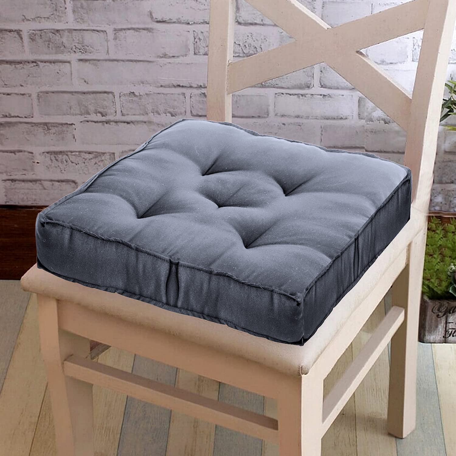 Kuber Industries Microfiber Square Chair PadCushion for Office Home or Car Sitting-Pack of 2 1818 Inch Grey