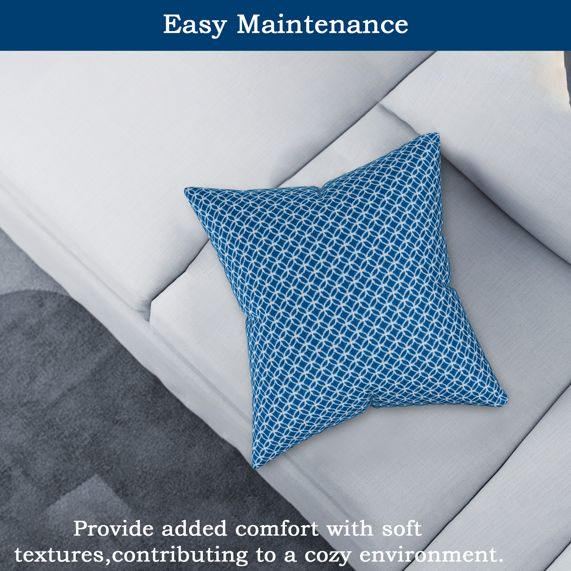 Kuber Industries Microfiber Square Cushion Cover Set of 5 with Zip Closure for Home Decor and Living Room  Decorative Throw Pillow Cushion Cover 16 inch x 16 inch for Sofa Set  Circle - Blue