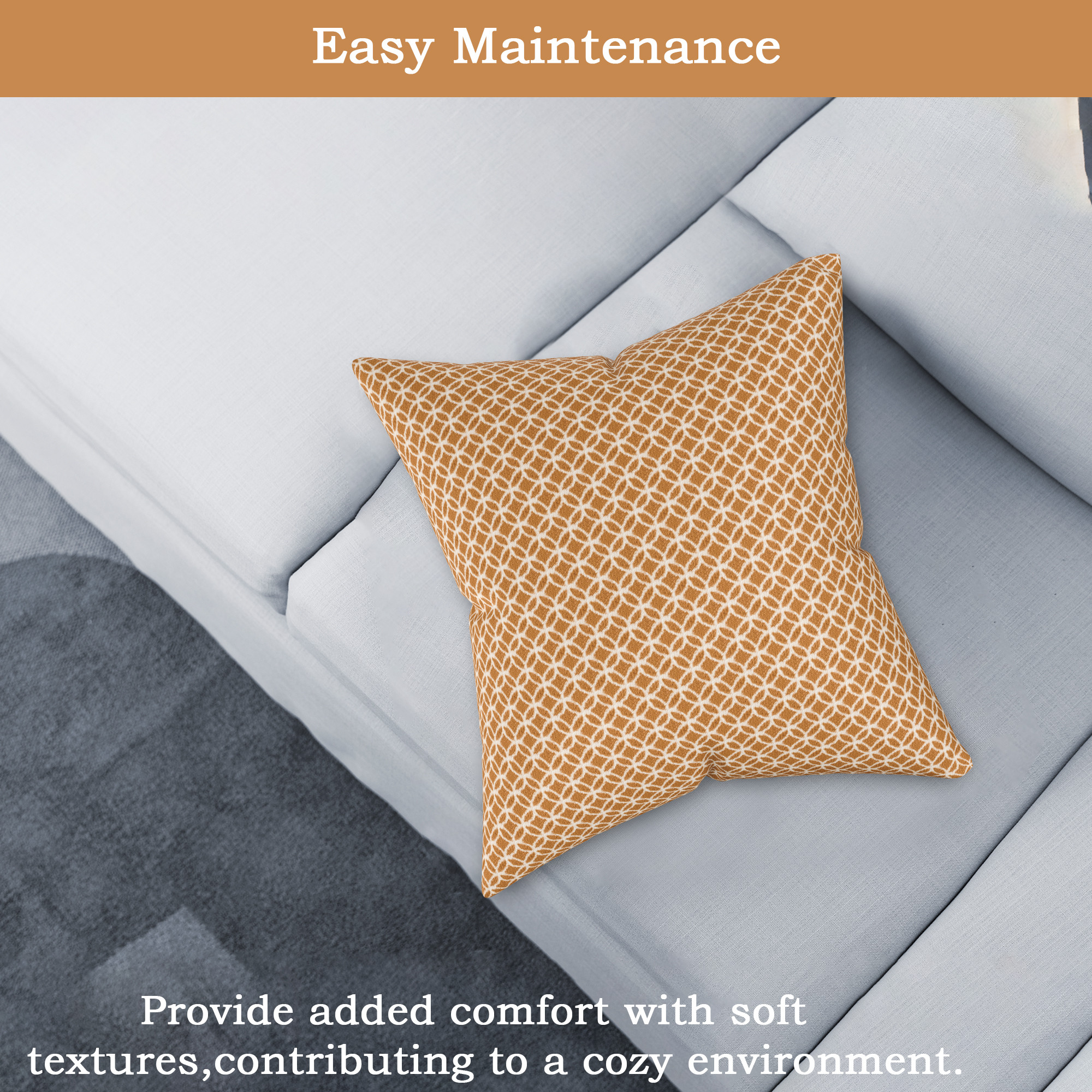 Kuber Industries Microfiber Square Cushion Cover Set of 5 with Zip Closure for Home Decor and Living Room  Decorative Throw Pillow Cushion Cover 16 inch x 16 inch for Sofa Set  Circle - Golden