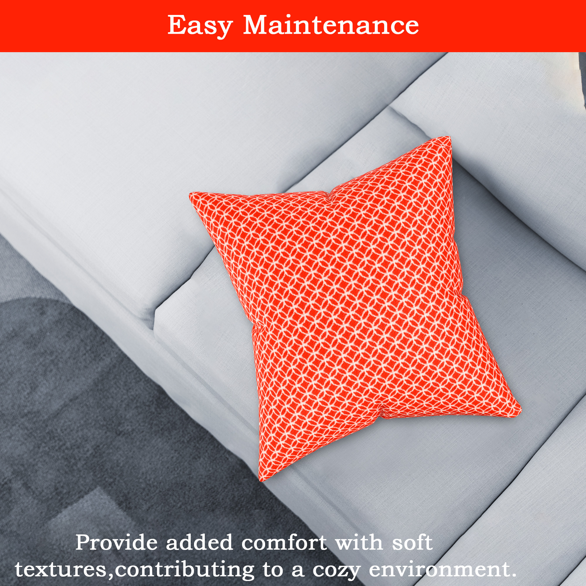 Kuber Industries Microfiber Square Cushion Cover Set of 5 with Zip Closure for Home Decor and Living Room  Decorative Throw Pillow Cushion Cover 16 inch x 16 inch for Sofa Set  Circle - Red