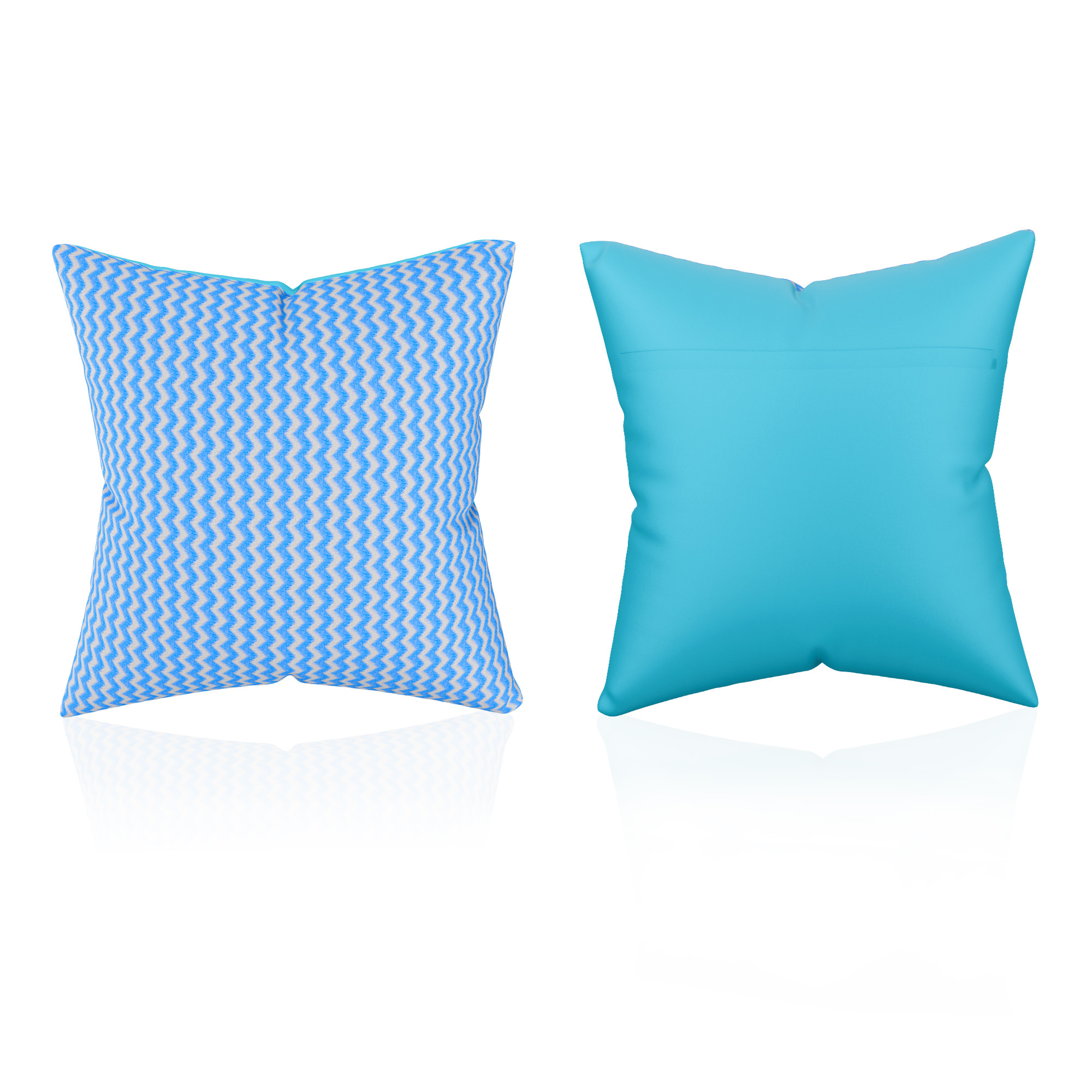 Kuber Industries Microfiber Square Cushion Cover Set of 5 with Zip Closure for Home Decor and Living Room  Decorative Throw Pillow Cushion Cover 16 inch x 16 inch for Sofa Set  Zig Zag - Blue