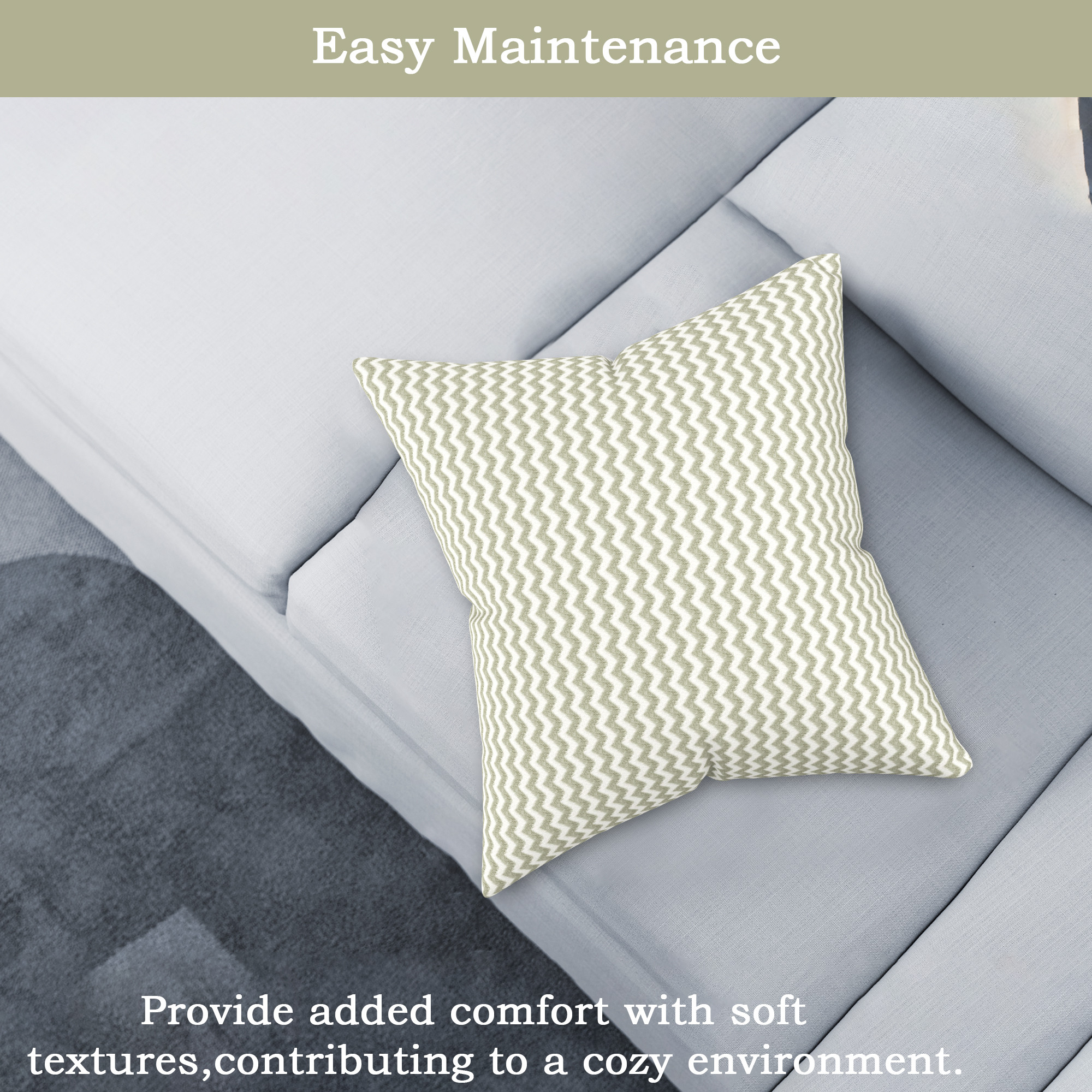 Kuber Industries Microfiber Square Cushion Cover Set of 5 with Zip Closure for Home Decor and Living Room  Decorative Throw Pillow Cushion Cover 16 inch x 16 inch for Sofa Set  Zig Zag - Grey