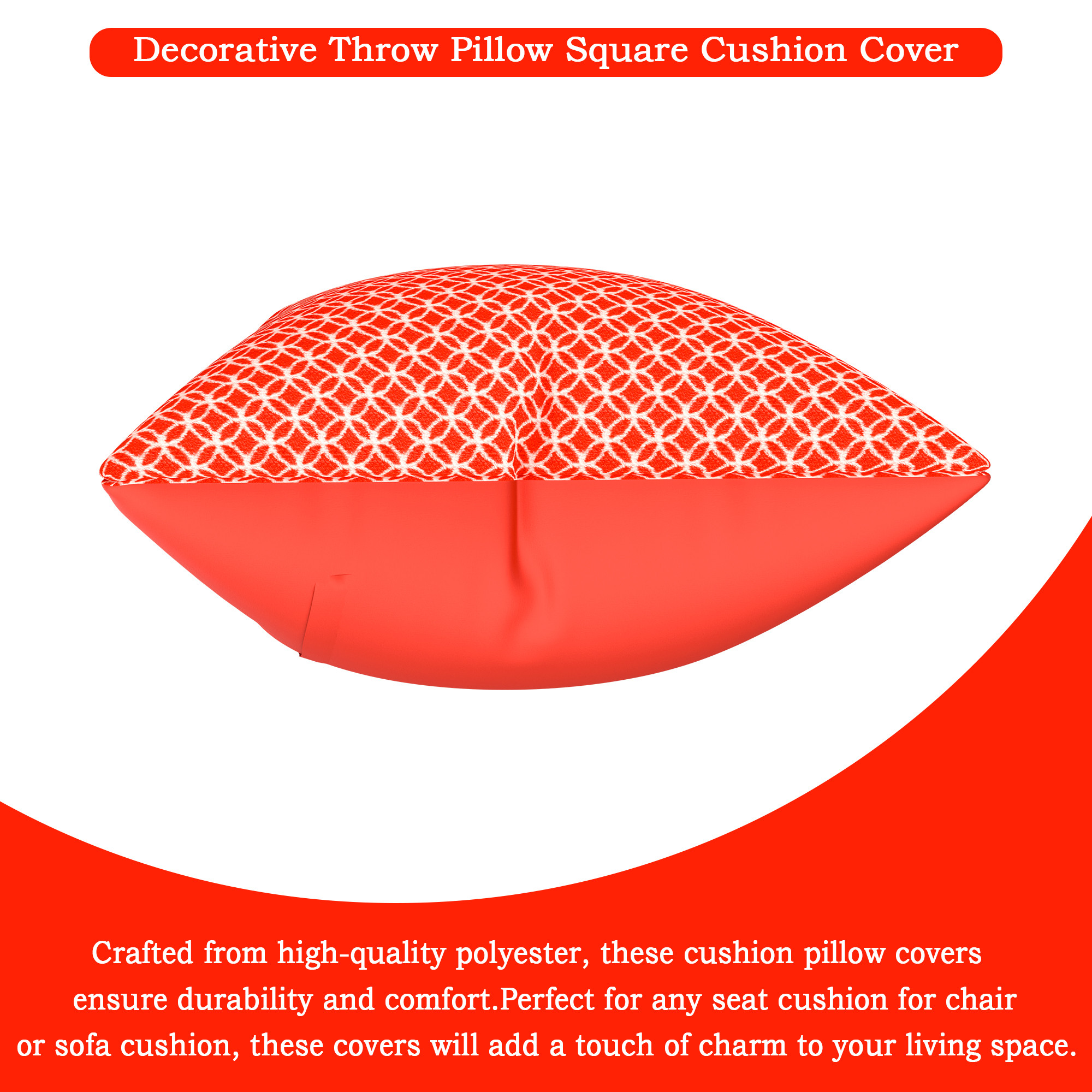 Kuber Industries Microfiber Square Cushion Cover Set of 5 with Zip Closure for Home Decor and Living Room  Decorative Throw Pillow Cushion Cover 16 inch x 16 inch for Sofa Set  Circle - Red