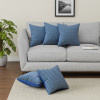 Microfiber Square Cushion Cover Set of 5 with Zip Closure for Home Decor and Living Room | Decorative Throw Pillow Cushion Cover 16 inch x 16 inch for Sofa Set | Circle - Blue