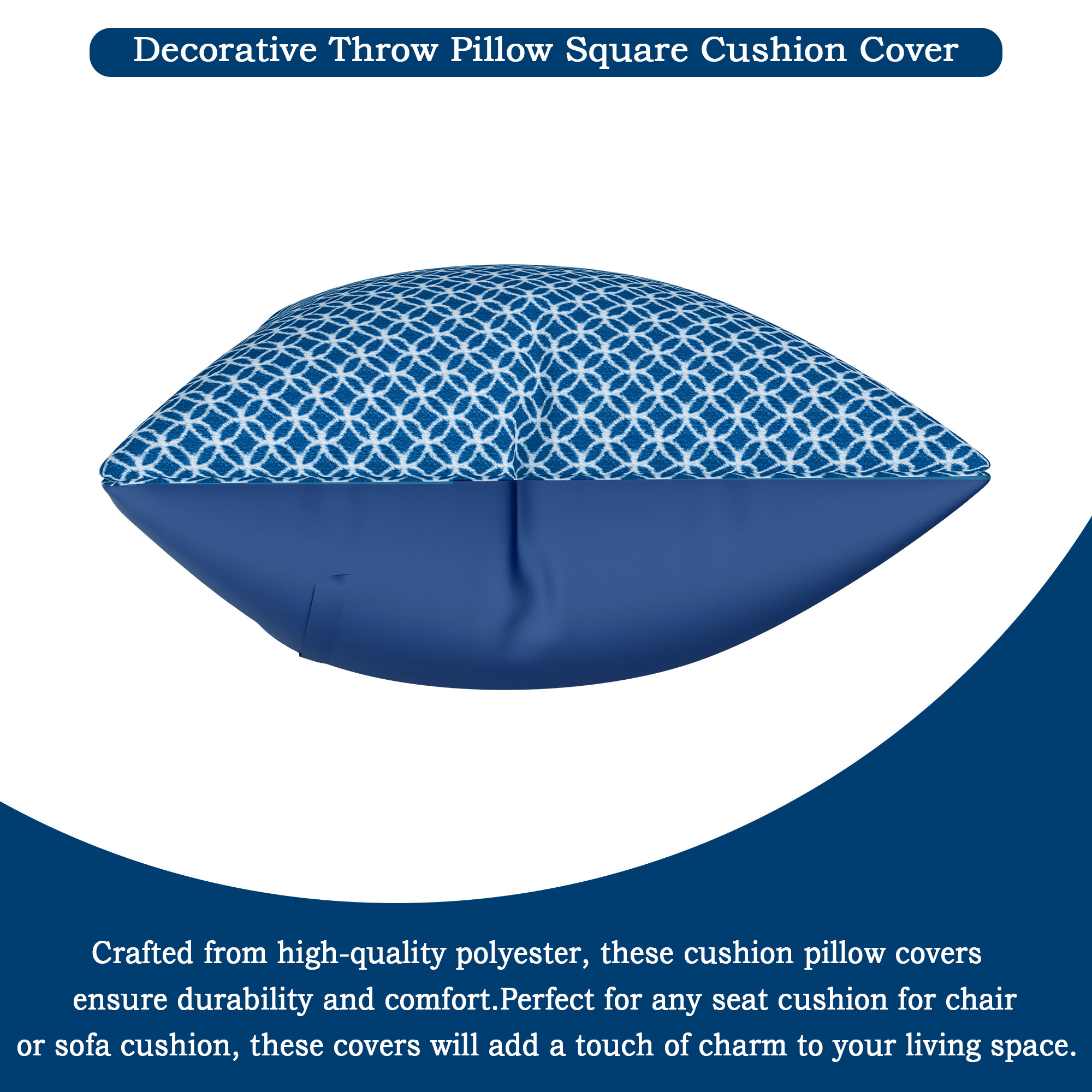 Kuber Industries Microfiber Square Cushion Cover Set of 5 with Zip Closure for Home Decor and Living Room  Decorative Throw Pillow Cushion Cover 16 inch x 16 inch for Sofa Set  Circle - Blue