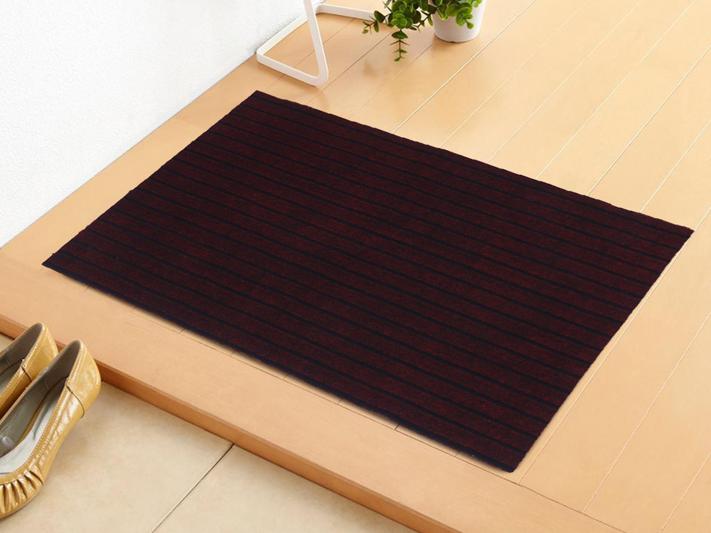 Kuber Industries Microfiber Striped Solid Anti-Slip Large Door Mat|Bath mat for Home,Living Room Entrance,24