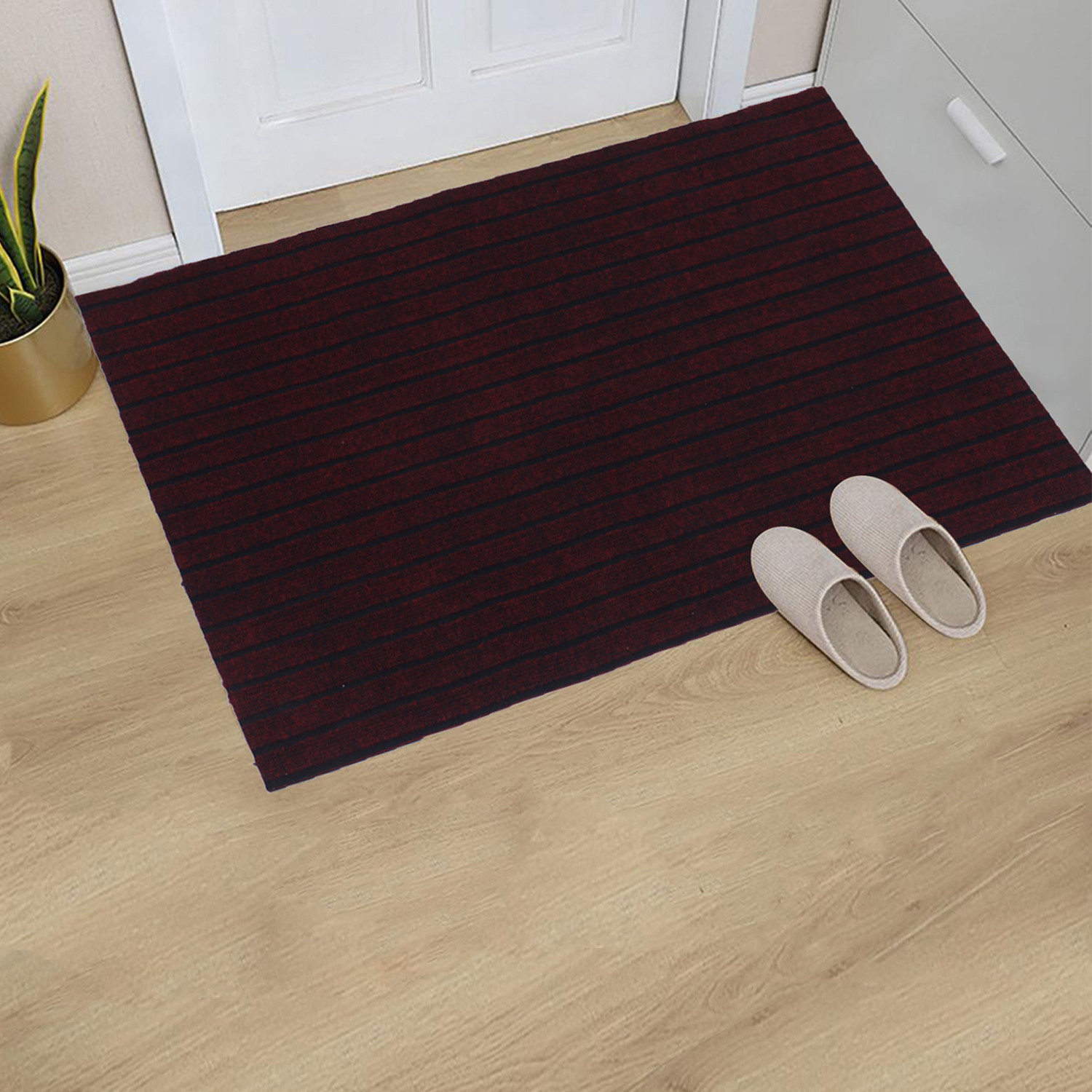 Kuber Industries Microfiber Striped Solid Anti-Slip Large Door Mat|Bath mat for Home,Living Room Entrance,24