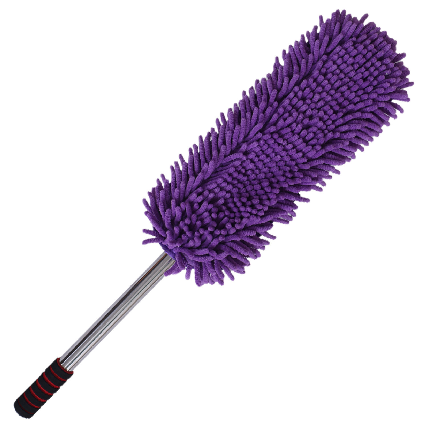 Kuber Industries Microfiber Washable Hand Duster|Stainless Steel Detachable Handle with Cleaning Brush For Car, House Clean (Purple)