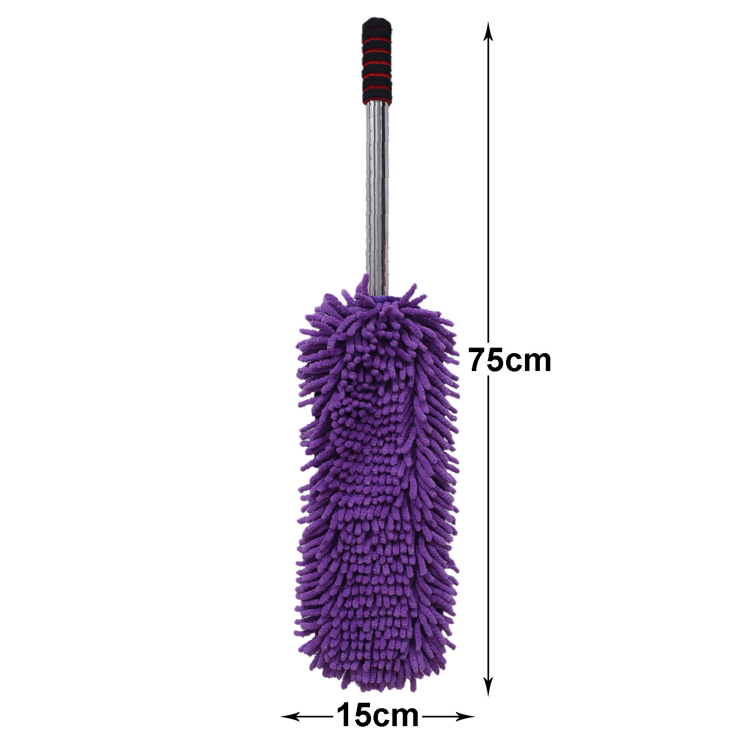 Kuber Industries Microfiber Washable Hand Duster|Stainless Steel Detachable Handle with Cleaning Brush For Car, House Clean (Purple)