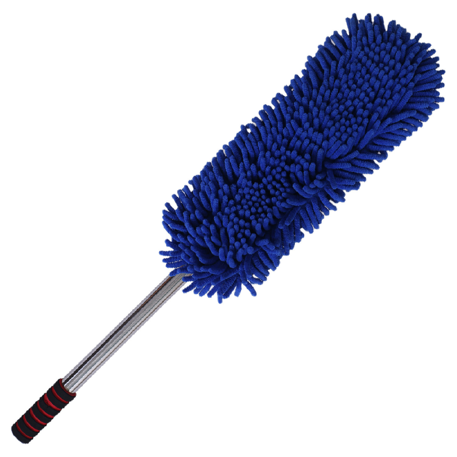 Kuber Industries Microfiber Washable Hand Duster|Stainless Steel Detachable Handle with Cleaning Brush For Car, House Clean (Blue)