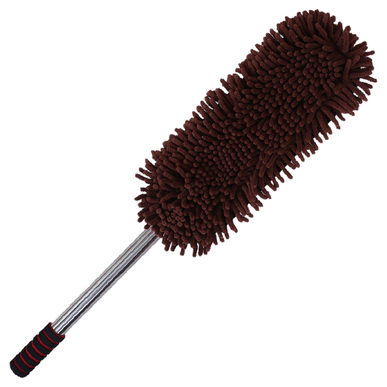 Kuber Industries Microfiber Washable Hand Duster|Stainless Steel Detachable Handle with Cleaning Brush For Car, House Clean (Brown)