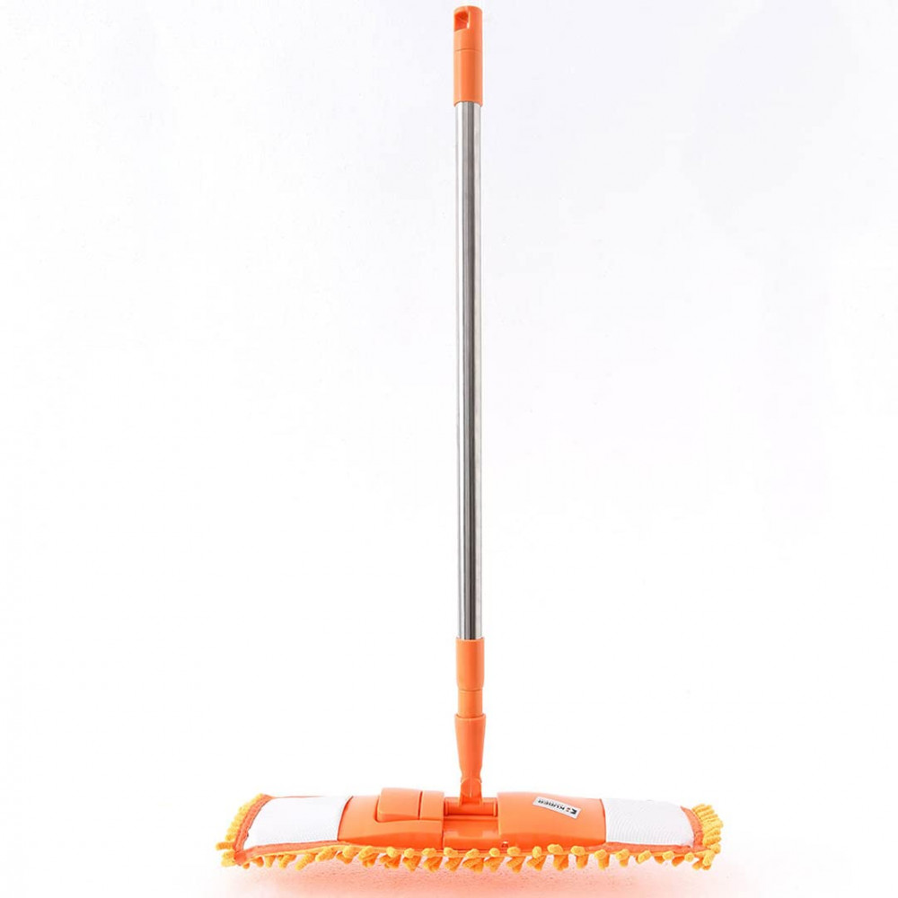 Kuber Industries Microfiber Wiper for Floor Clearing|Hypoallergenic Chenille Microfiber Mop|Super Absorbent|Multi-Utility Wiper for Bathroom Floor Cleaning|Orange