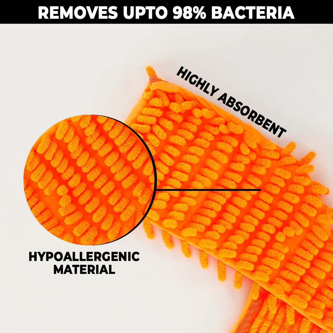 Kuber Industries Microfiber Wiper for Floor Clearing|Hypoallergenic Chenille Microfiber Mop|Super Absorbent|Multi-Utility Wiper for Bathroom Floor Cleaning|Orange