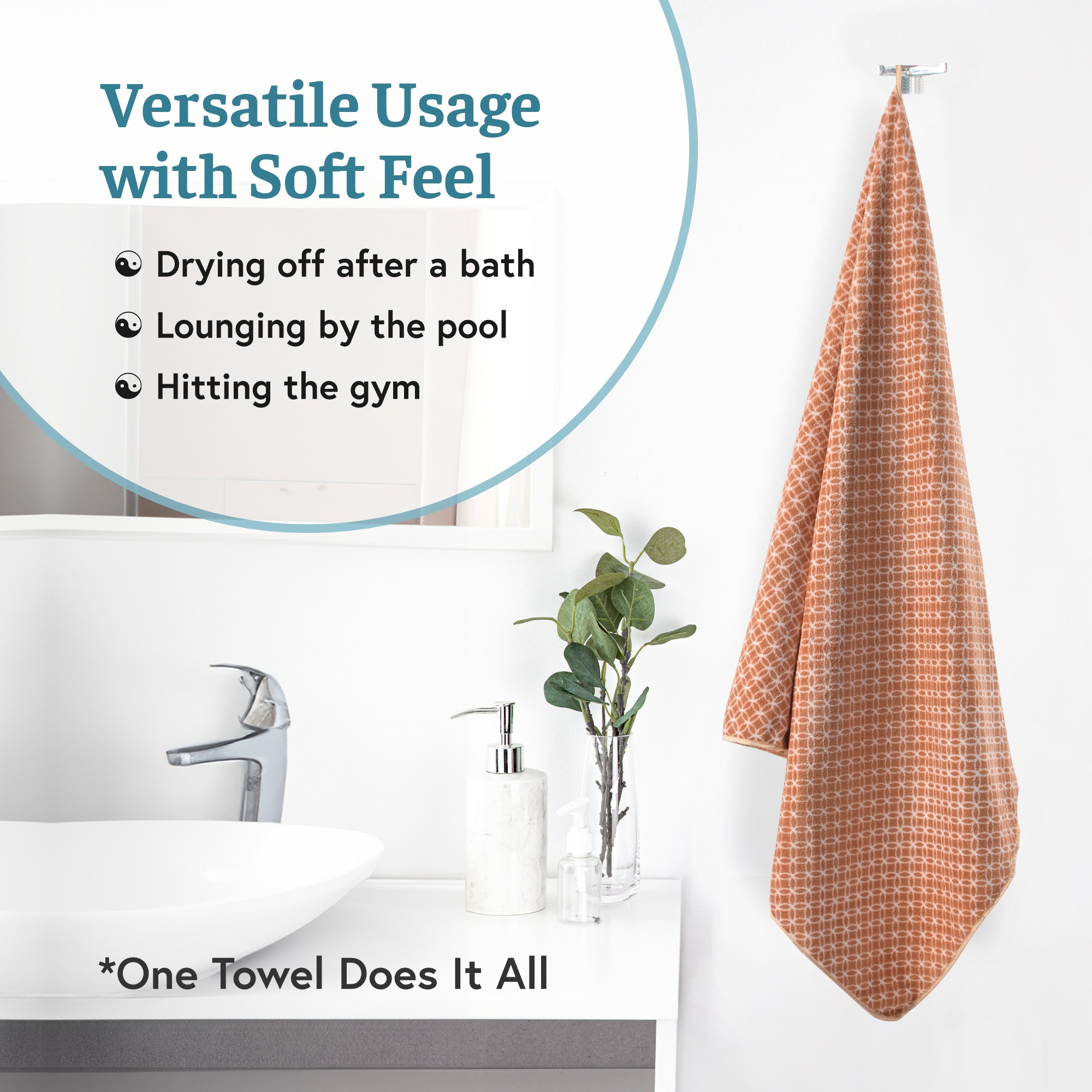 Kuber Industries Microfibre 24x48 Inch Men and Women Bath Towel  280 GSM Quick Dry Absorbent Gym Sweat Workout  Shower Body Towel for Sports Beach and Travel  Circle - Golden