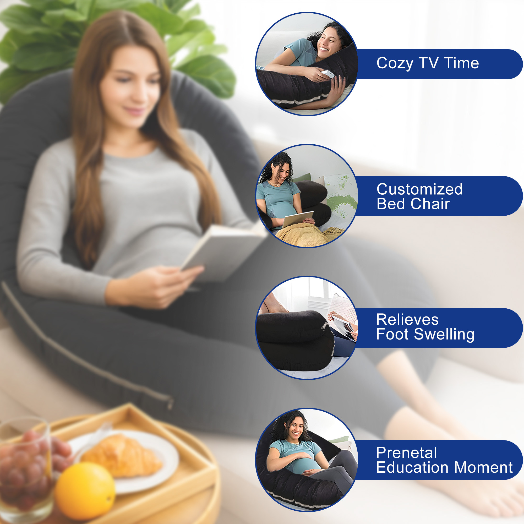 Kuber Industries Microfibre C Shaped Pregnancy Pillow for Women - Support for Back Hips Legs and Belly  Maternity Pillows for Pregnancy Sleeping  Black