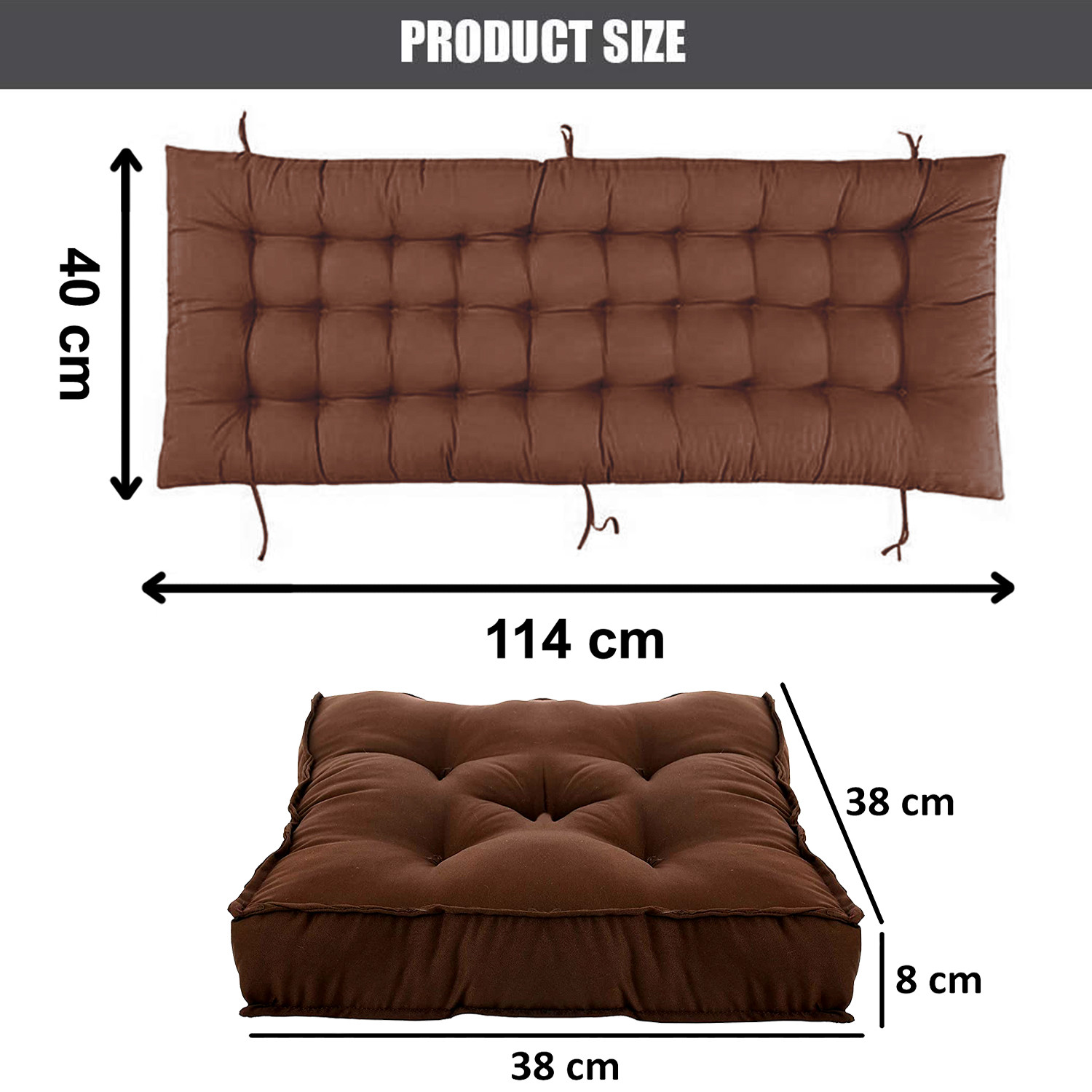 Kuber Industries Microfibre Long And Square Quilted Chair Pad for Rocking Chairs/Chair Pad/Chair Cushion/Cushion for Rocking Chairs (Brown,46 x 16 inches,Set of 2)-KUBMRT11922