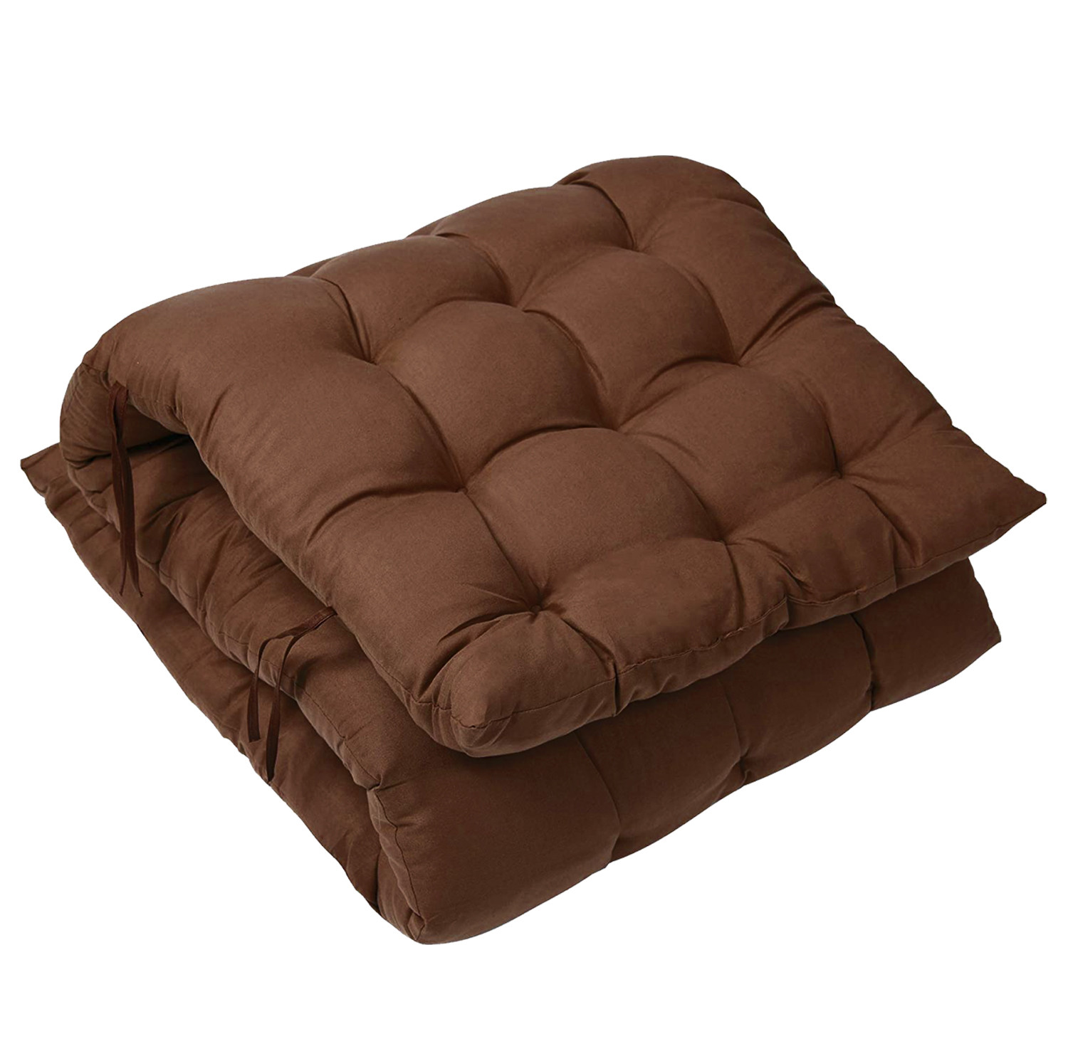 Kuber Industries Microfibre Long And Square Quilted Chair Pad for Rocking Chairs/Chair Pad/Chair Cushion/Cushion for Rocking Chairs (Brown,46 x 16 inches,Set of 2)-KUBMRT11922