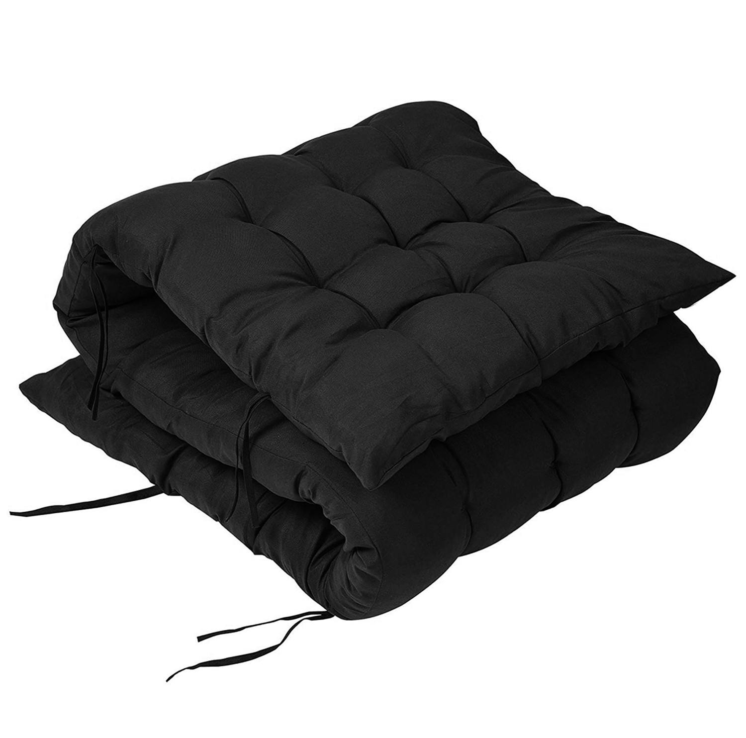 Kuber Industries Microfibre Long And Square Quilted Chair Pad for Rocking Chairs/Chair Pad/Chair Cushion/Cushion for Rocking Chairs (Black,46 x 16 inches,Set of 2)-KUBMRT11924