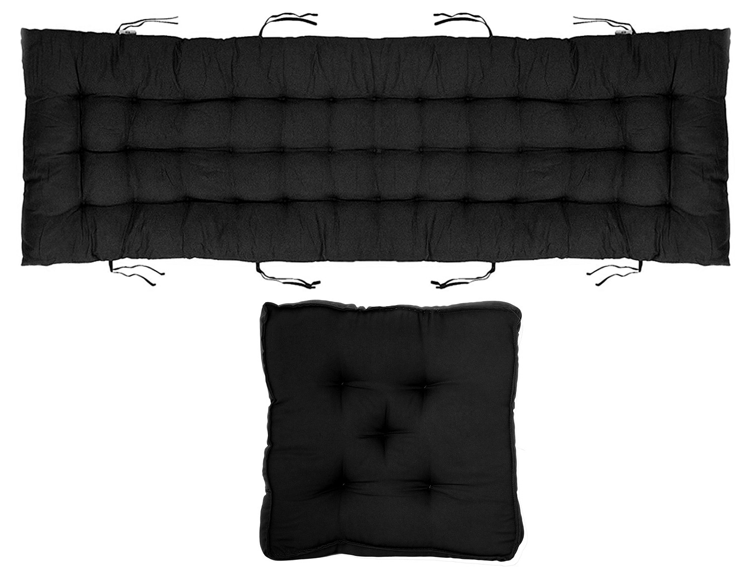 Kuber Industries Microfibre Long And Square Quilted Chair Pad for Rocking Chairs/Chair Pad/Chair Cushion/Cushion for Rocking Chairs (Black,46 x 16 inches,Set of 2)-KUBMRT11924