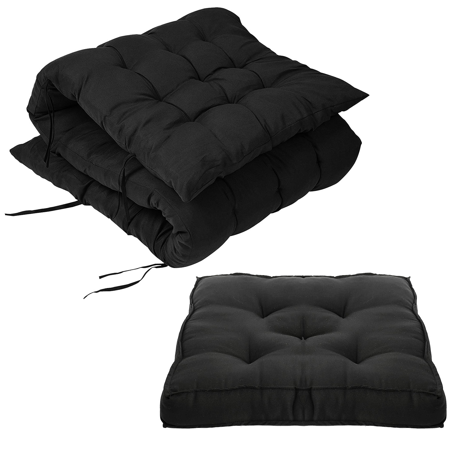 Kuber Industries Microfibre Long And Square Quilted Chair Pad for Rocking Chairs/Chair Pad/Chair Cushion/Cushion for Rocking Chairs (Black,46 x 16 inches,Set of 2)-KUBMRT11924