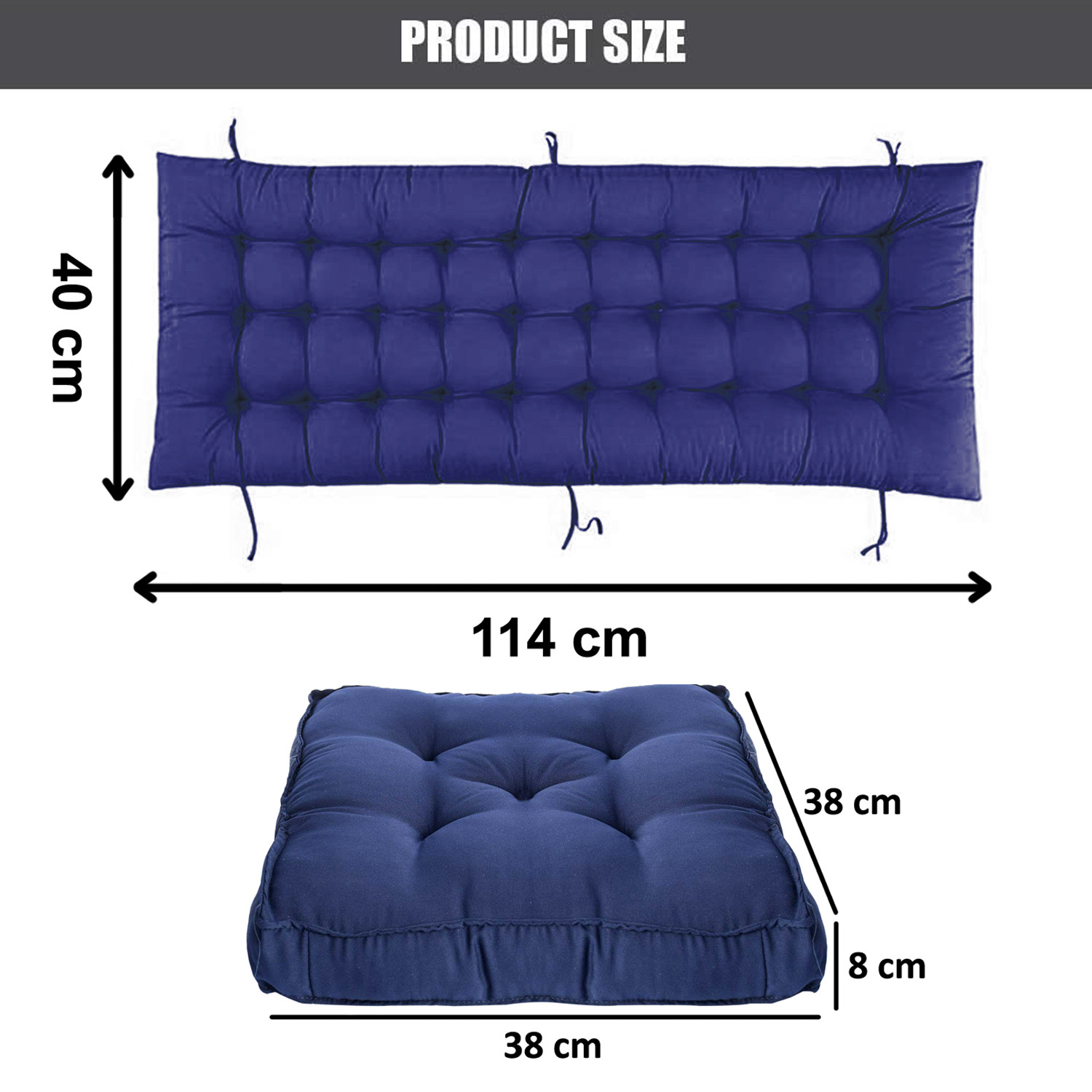 Kuber Industries Microfibre Long And Square Quilted Chair Pad for Rocking Chairs/Chair Pad/Chair Cushion/Cushion for Rocking Chairs (Navy Blue,46 x 16 inches,Set of 2)-KUBMRT11926