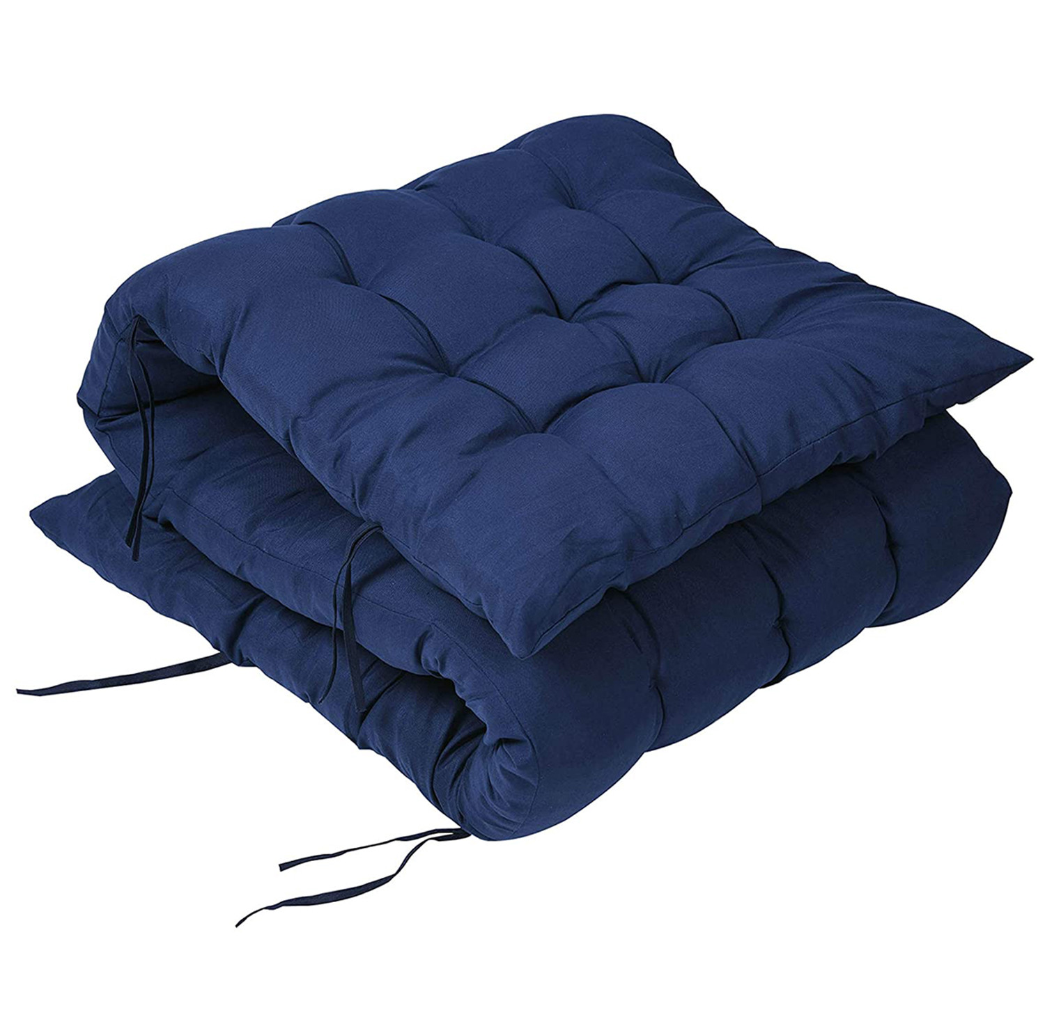 Kuber Industries Microfibre Long And Square Quilted Chair Pad for Rocking Chairs/Chair Pad/Chair Cushion/Cushion for Rocking Chairs (Navy Blue,46 x 16 inches,Set of 2)-KUBMRT11926