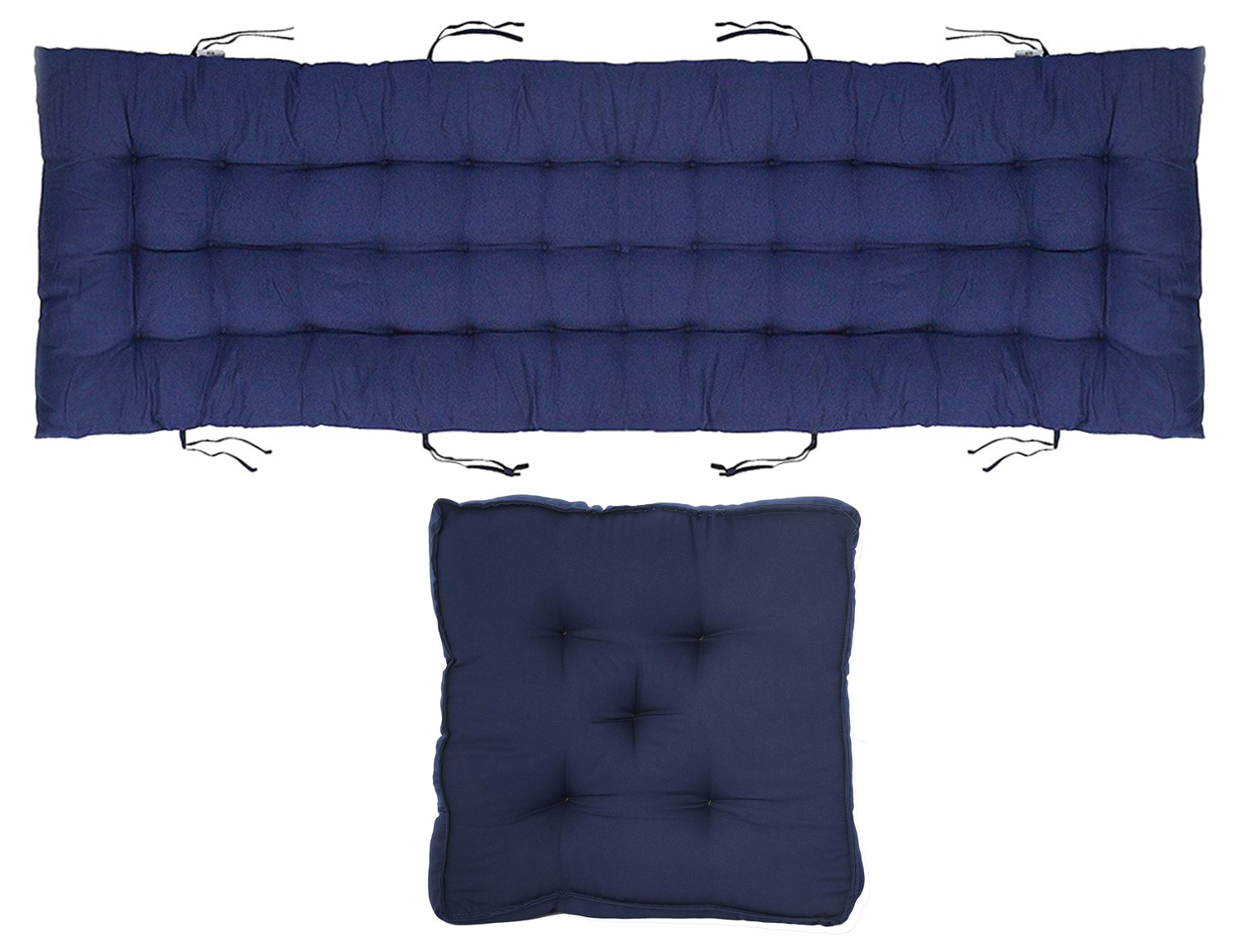 Kuber Industries Microfibre Long And Square Quilted Chair Pad for Rocking Chairs/Chair Pad/Chair Cushion/Cushion for Rocking Chairs (Navy Blue,46 x 16 inches,Set of 2)-KUBMRT11926
