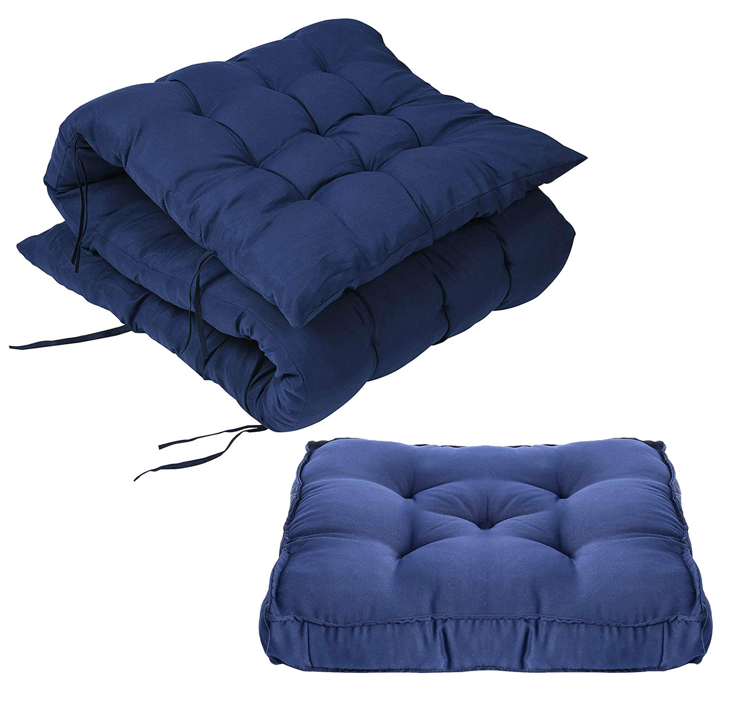 Kuber Industries Microfibre Long And Square Quilted Chair Pad for Rocking Chairs/Chair Pad/Chair Cushion/Cushion for Rocking Chairs (Navy Blue,46 x 16 inches,Set of 2)-KUBMRT11926
