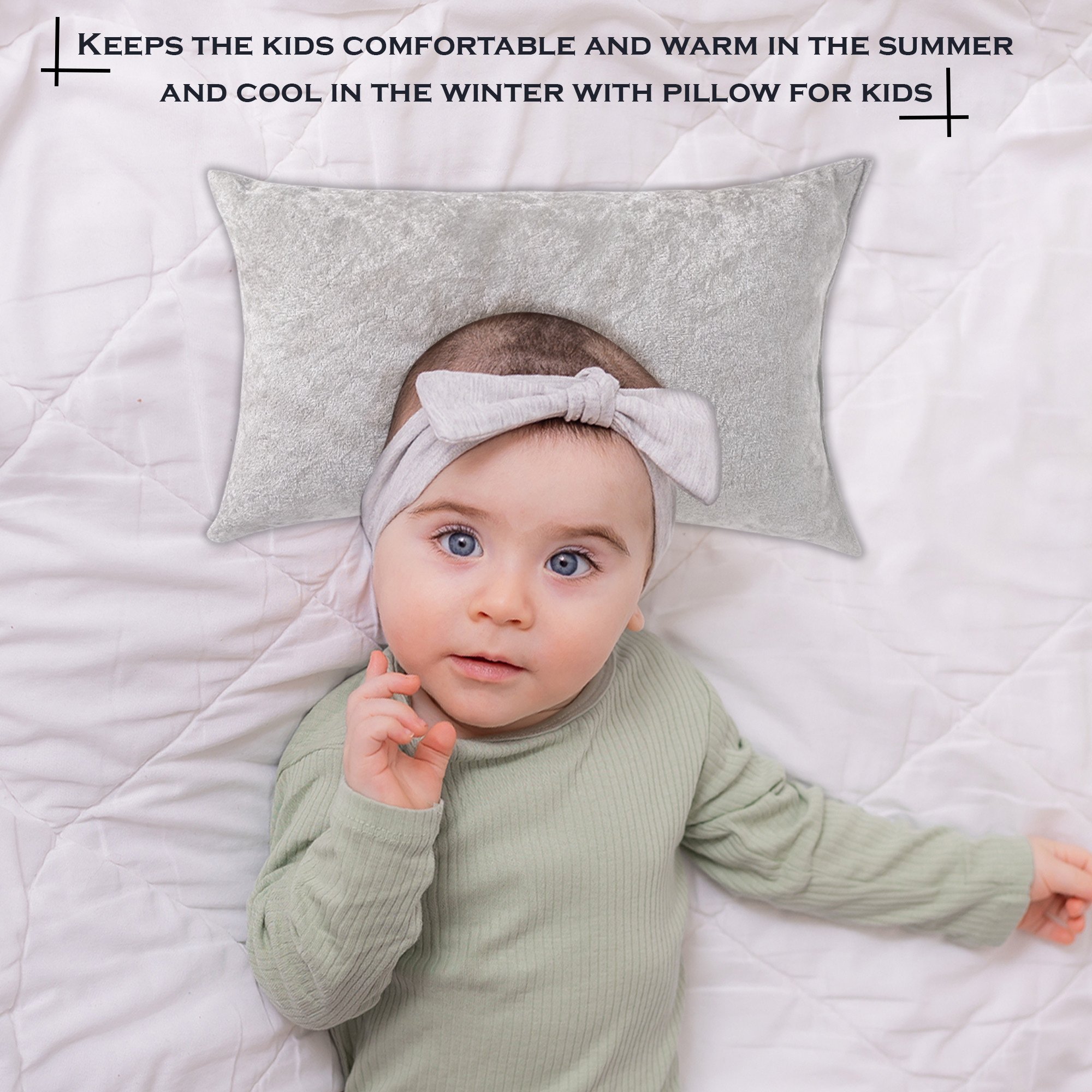 Kuber Industries Microfibre Super Soft Pillow for Kids Sleeping  Travelling  Rest Sleeping and Neck Support Kids Pillow for 3 To 5 Years  Grey
