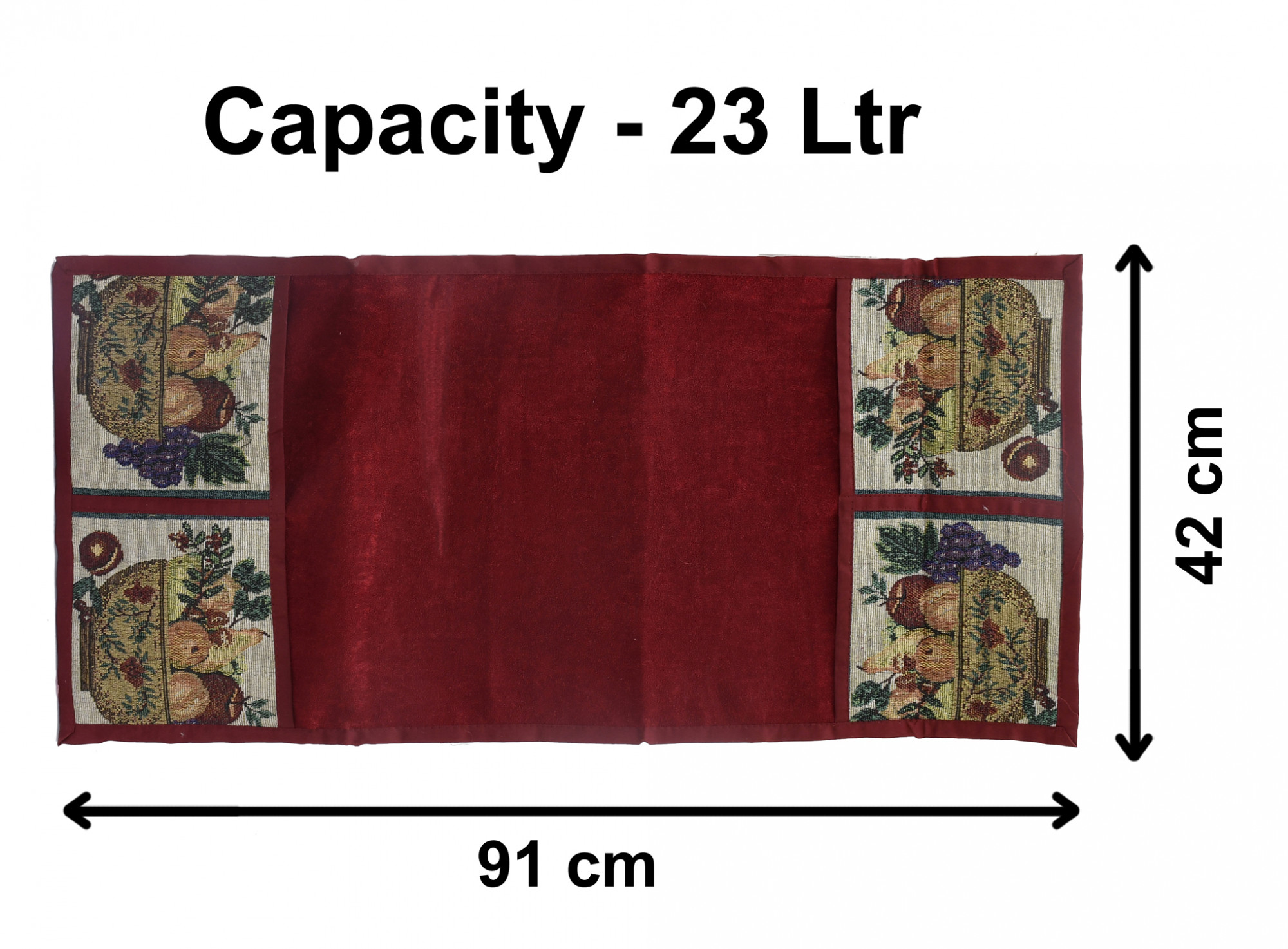 Kuber Industries Microwave Oven Cover Dustproof Velvet Machine Protector Decorative Kitchen Appliance Cover with Side Storage Pockets 23 Ltr (Maroon)-KUBMRT11831