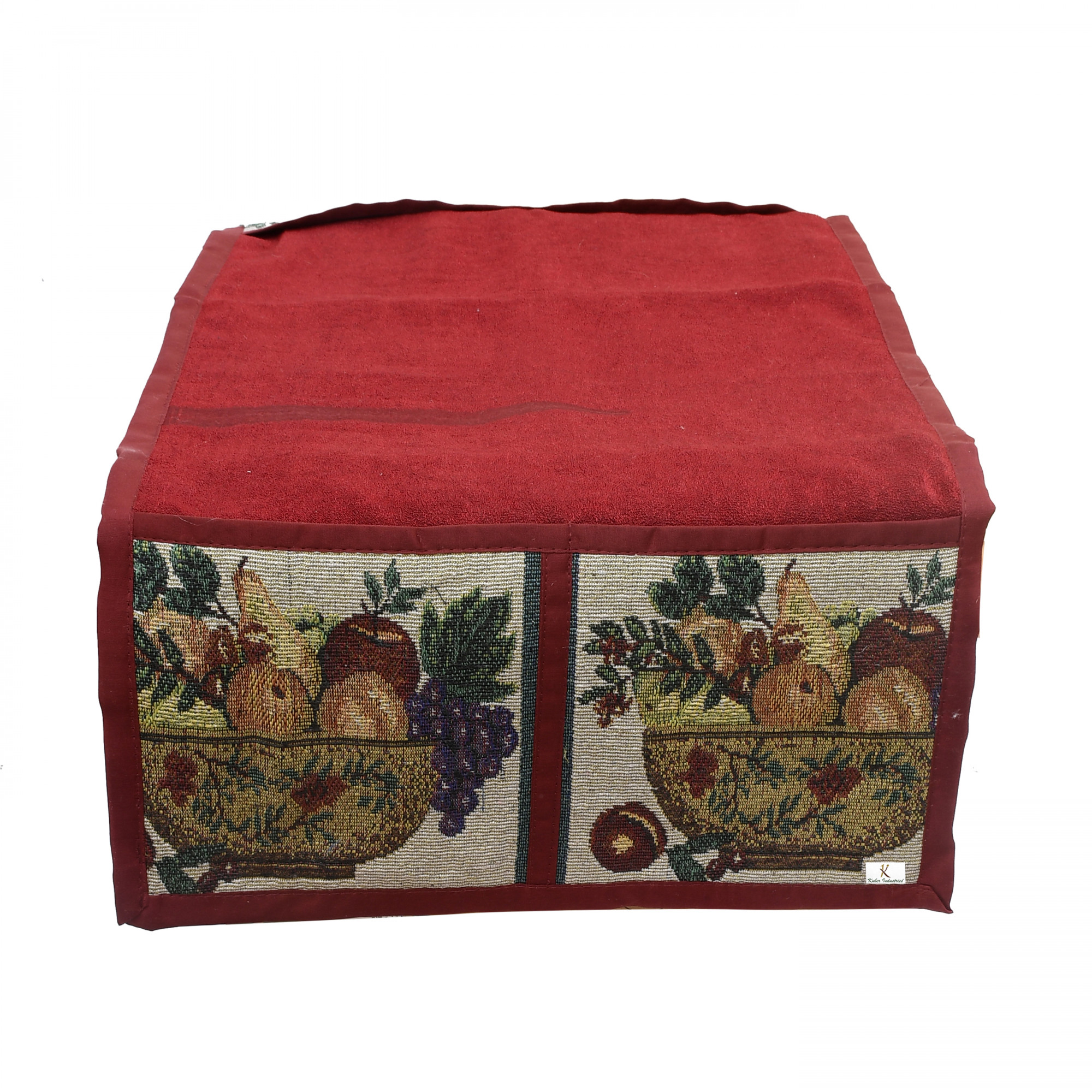 Kuber Industries Microwave Oven Cover Dustproof Velvet Machine Protector Decorative Kitchen Appliance Cover with Side Storage Pockets 30 Ltr (Maroon)-KUBMRT11835