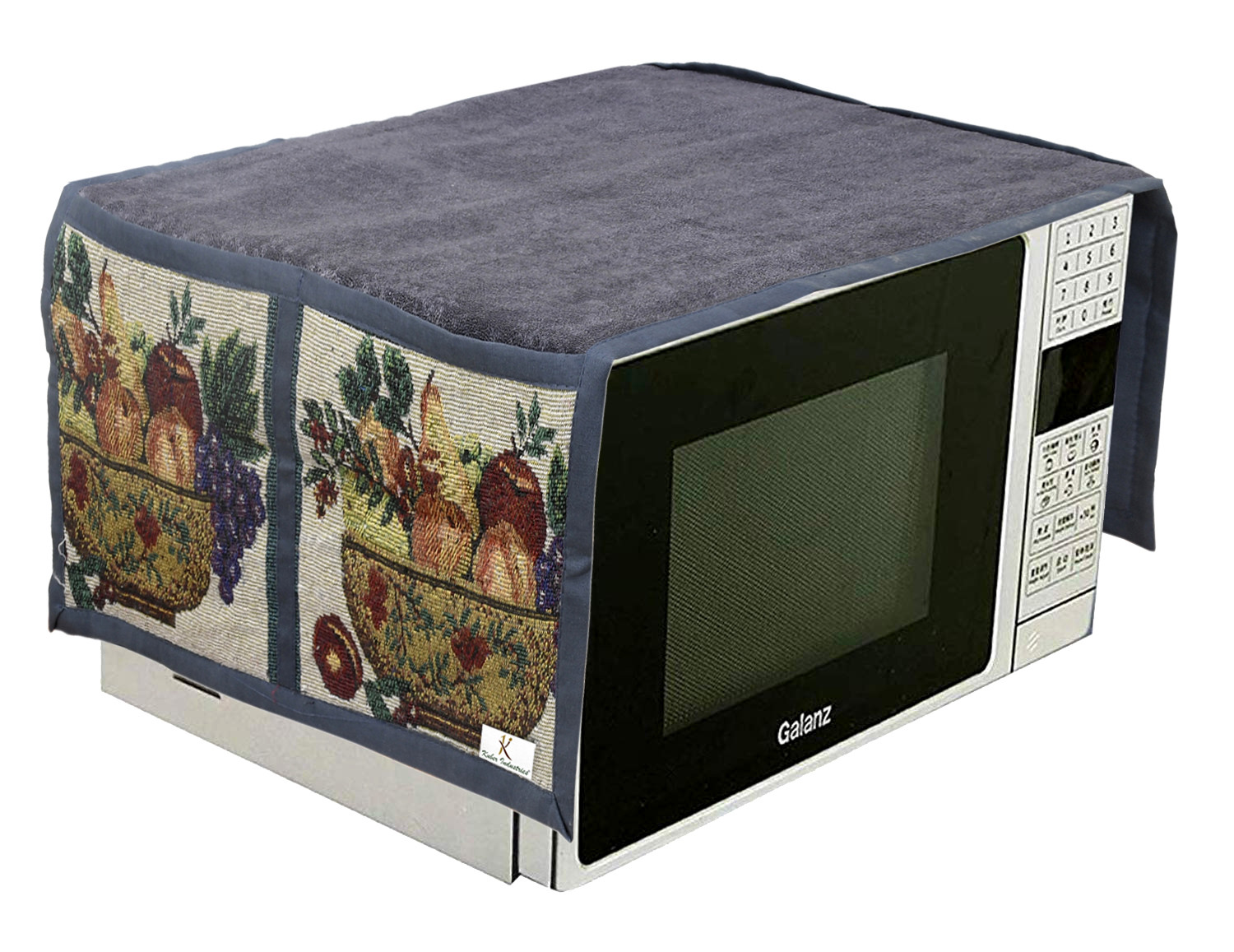 Kuber Industries Microwave Oven Cover Dustproof Velvet Machine Protector Decorative Kitchen Appliance Cover with Side Storage Pockets 23 Ltr (Grey)-KUBMRT11839