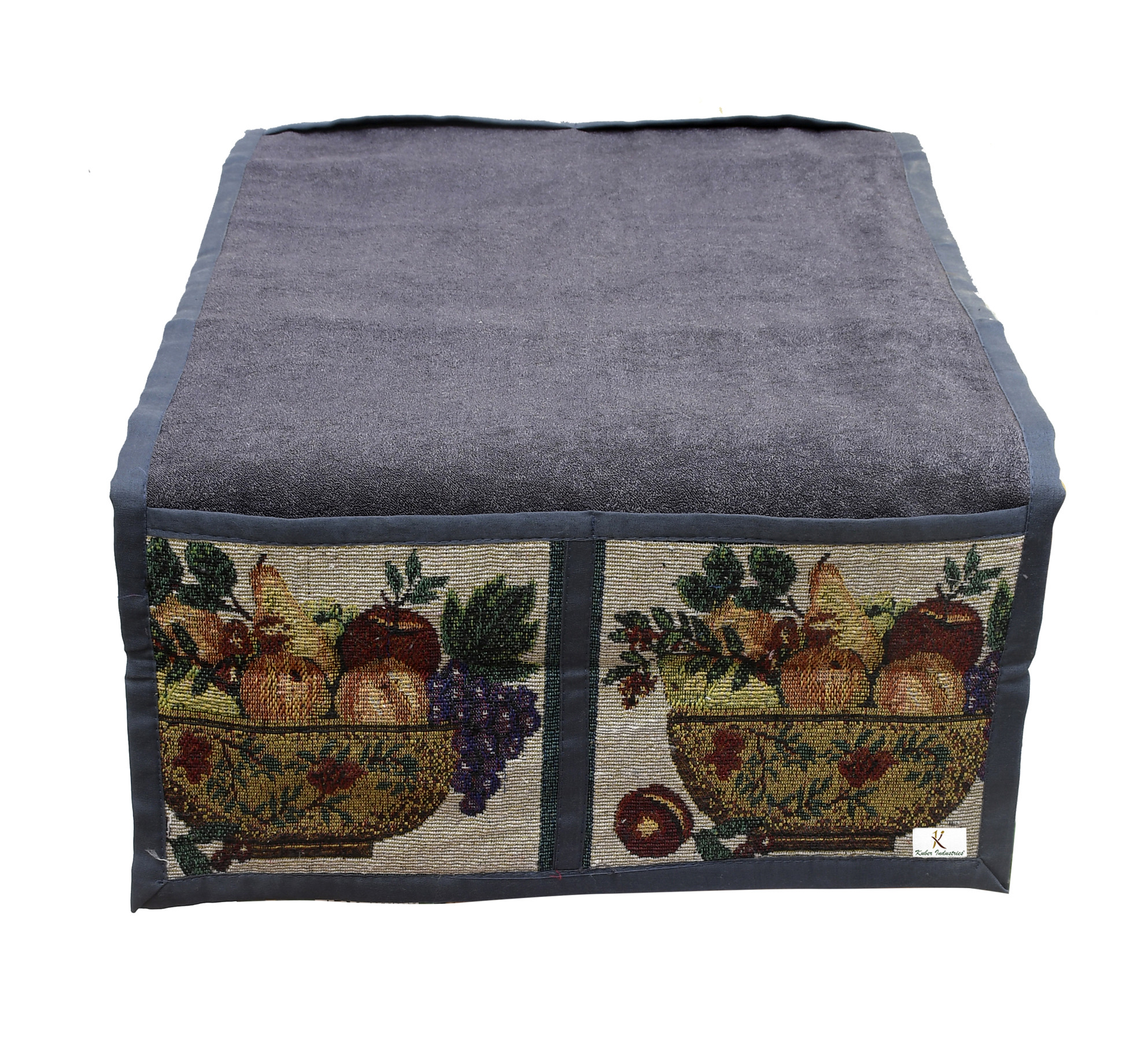 Kuber Industries Microwave Oven Cover Dustproof Velvet Machine Protector Decorative Kitchen Appliance Cover with Side Storage Pockets 25 Ltr (Grey)-KUBMRT11841