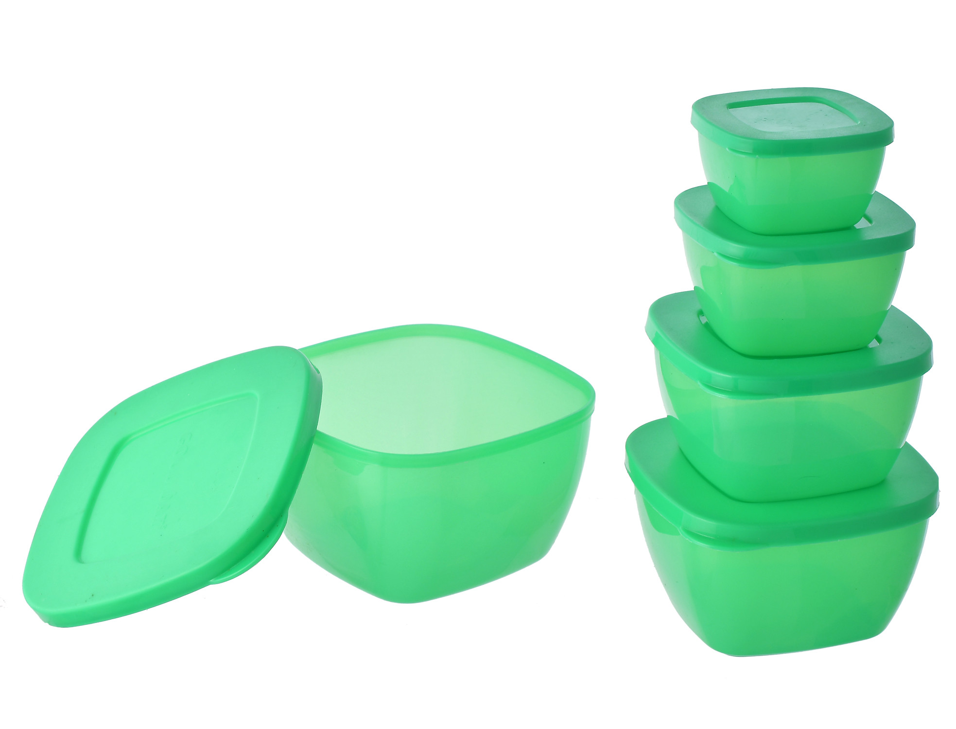 Kuber Industries Microwave Safe Food Storage Plastic Container Set For Kitchen, Fridge, Spices, Dry Fruits With Lid, Set of 5 (Green)-HS42KUBMART25261