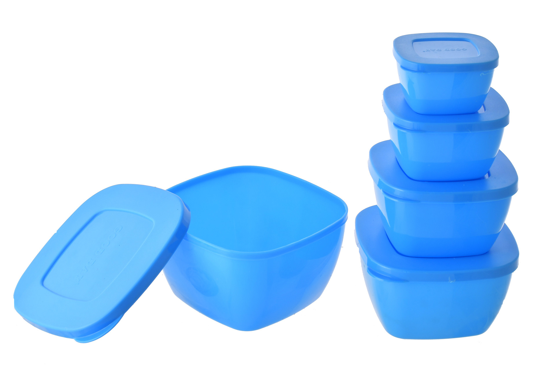 Kuber Industries Microwave Safe Food Storage Plastic Container Set For Kitchen, Fridge, Spices, Dry Fruits With Lid, Set of 5 (Blue)-HS42KUBMART25263